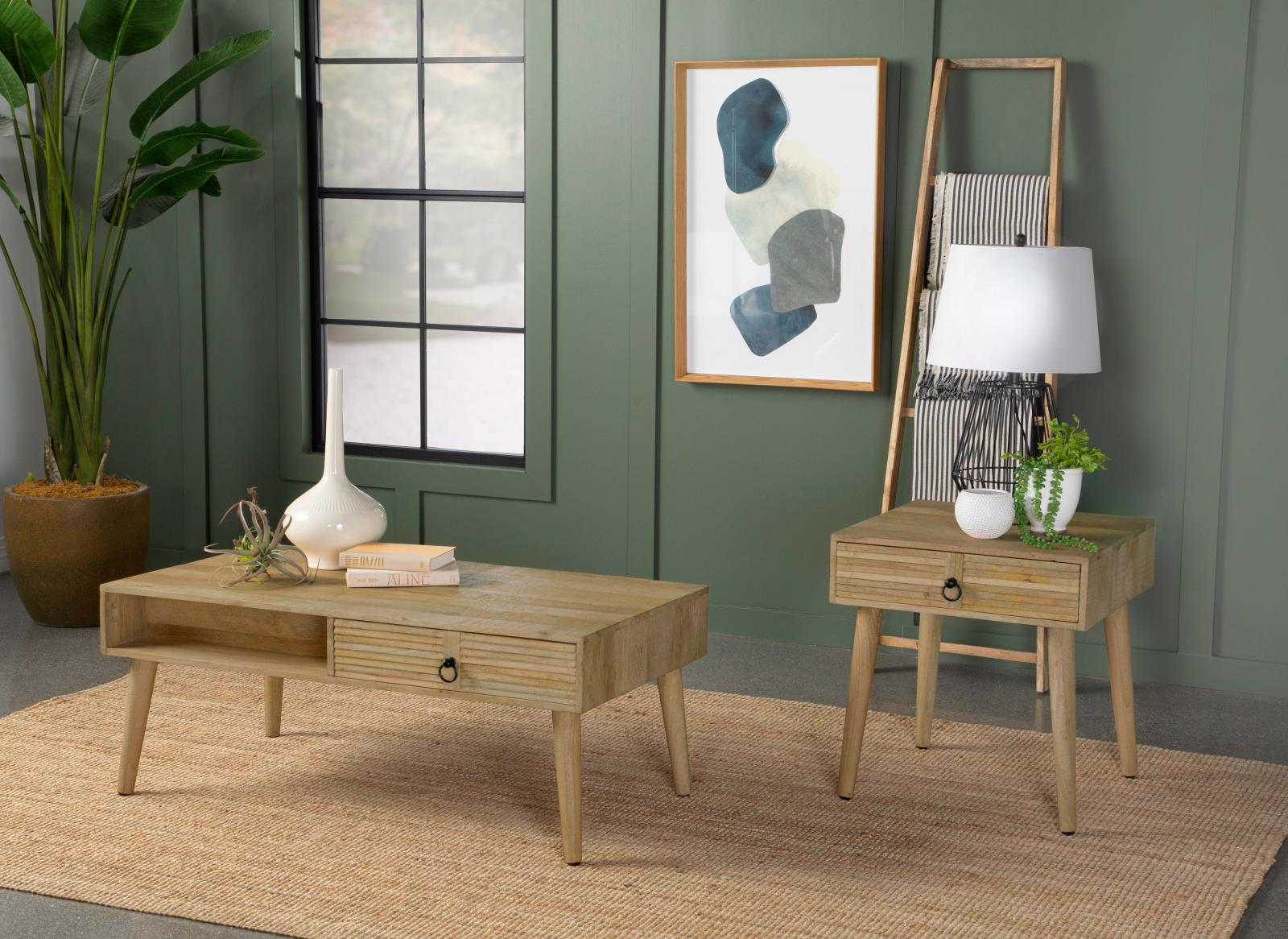 Zabel Wood Square 1-drawer End Table