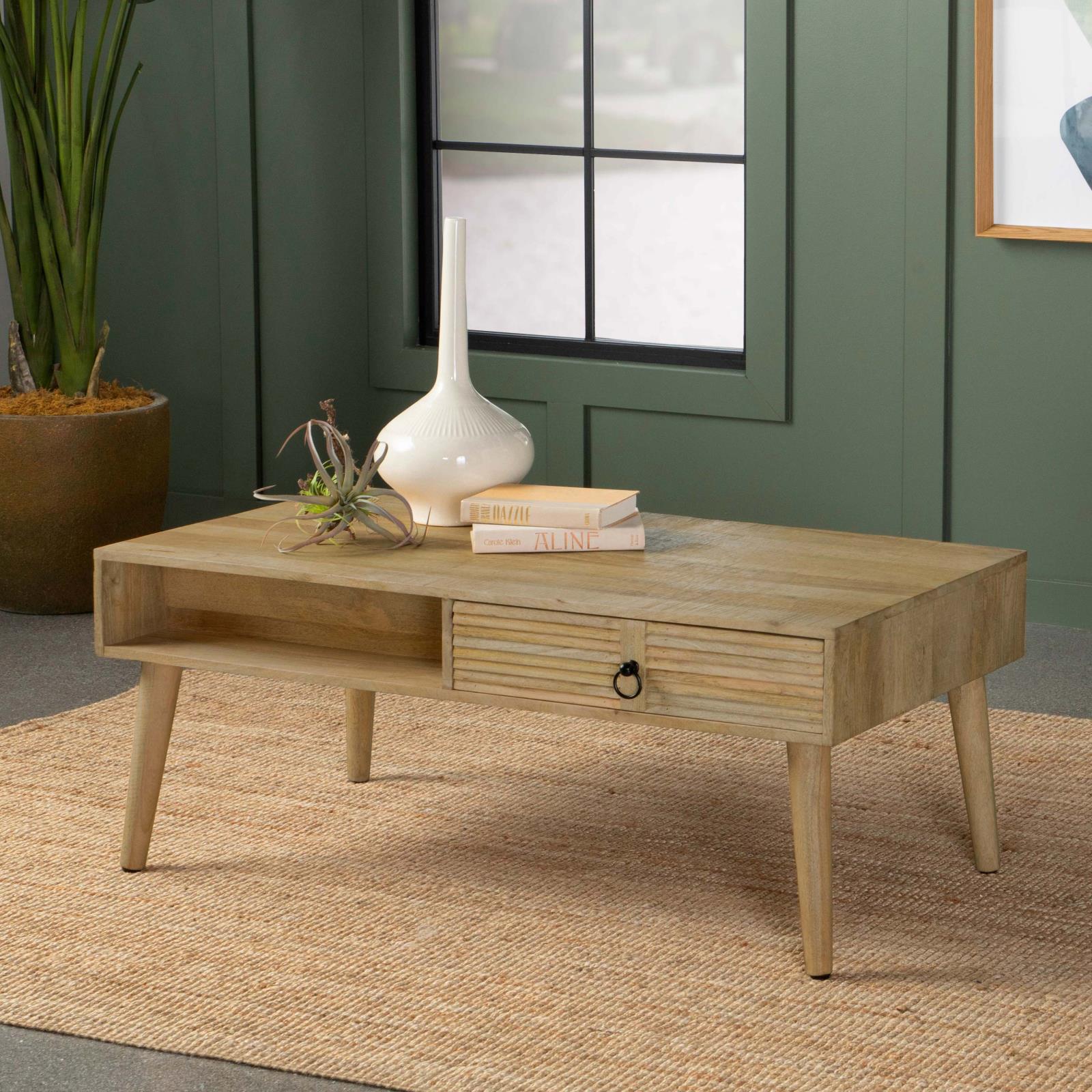 Zabel Wood Rectangular 1-drawer Coffee Table