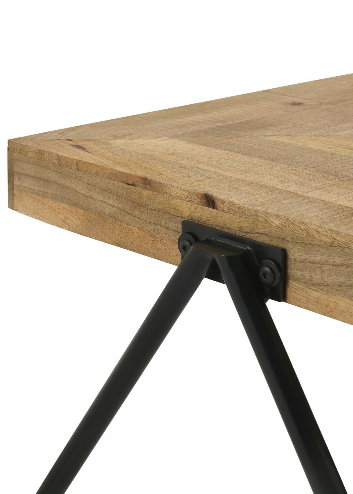 Avery Mango Wood Rectangular Coffee Table with Metal Legs