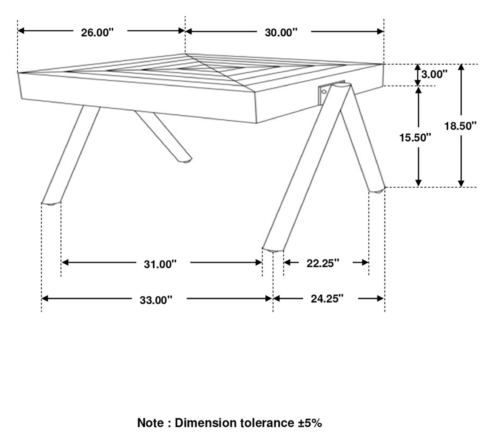 Avery Mango Wood Rectangular Coffee Table with Metal Legs