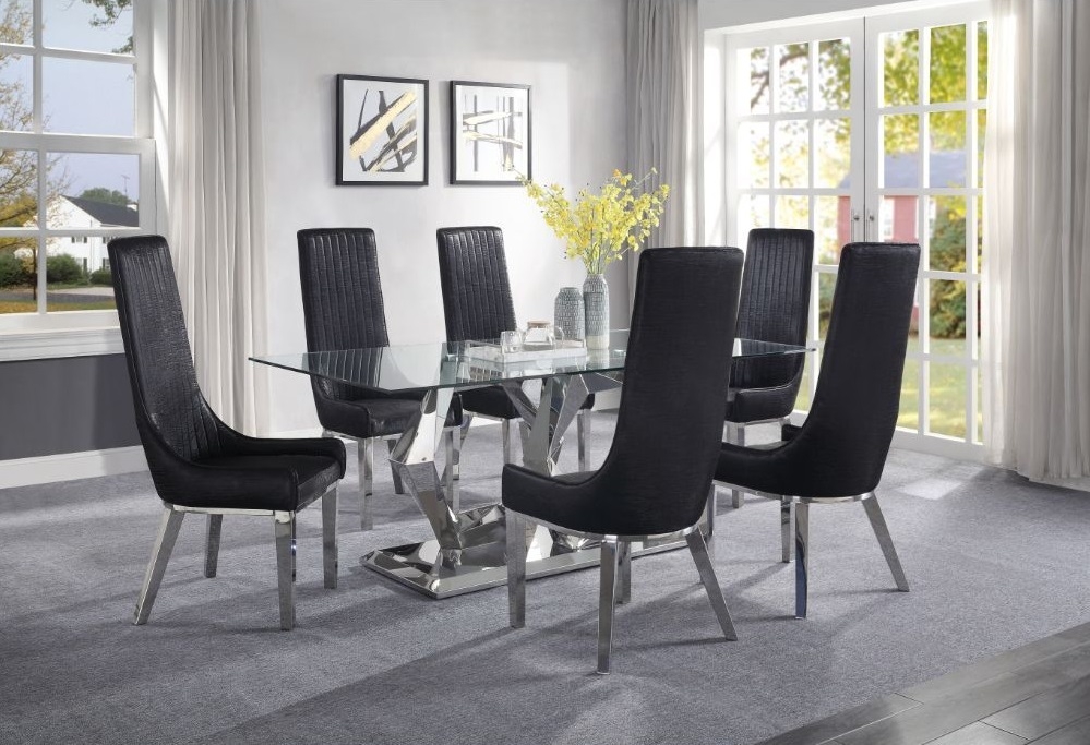 Gianna Glass/Steel Dining Room Set