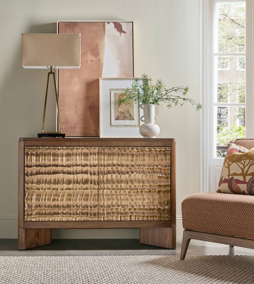Eleana Walnut Veneers/Resin 2-Doors Chest