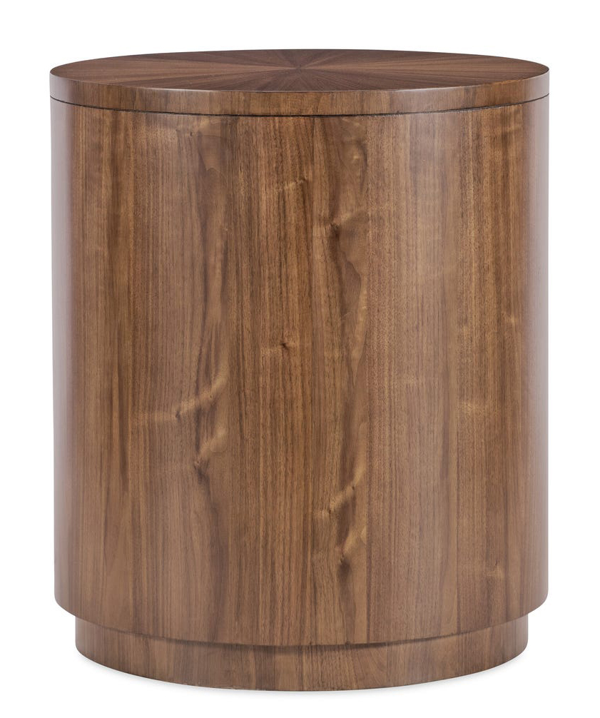 Eleana Round Walnut Veneer Nightstand
