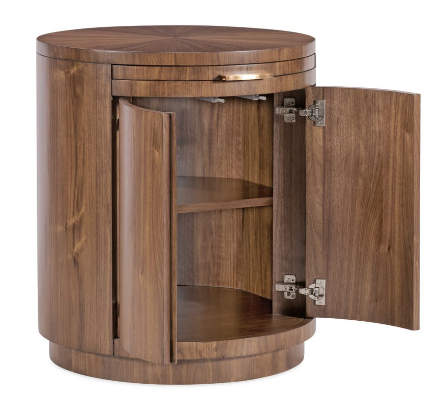 Eleana Round Walnut Veneer Nightstand