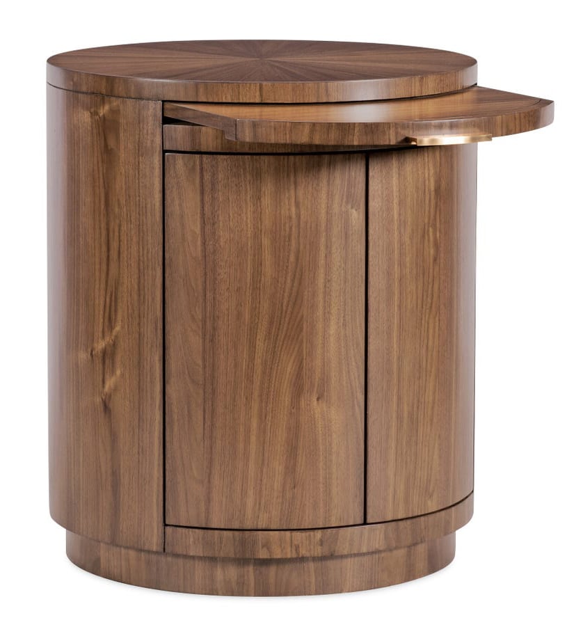 Eleana Round Walnut Veneer Nightstand