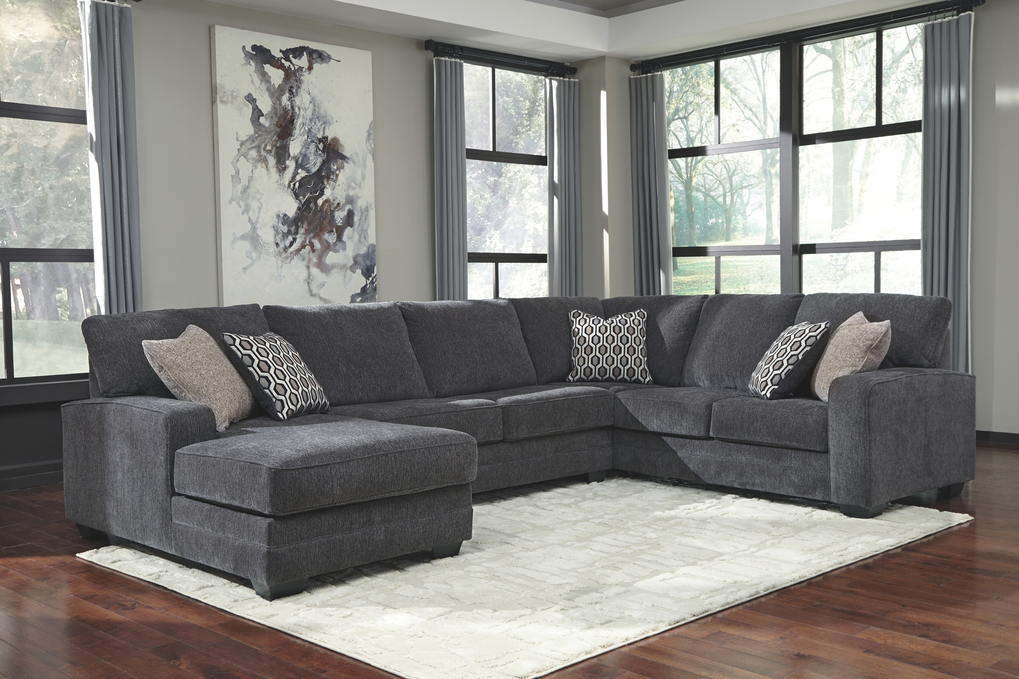 Tracling Fabric 3-Piece Sectional with Left Arm Chaise