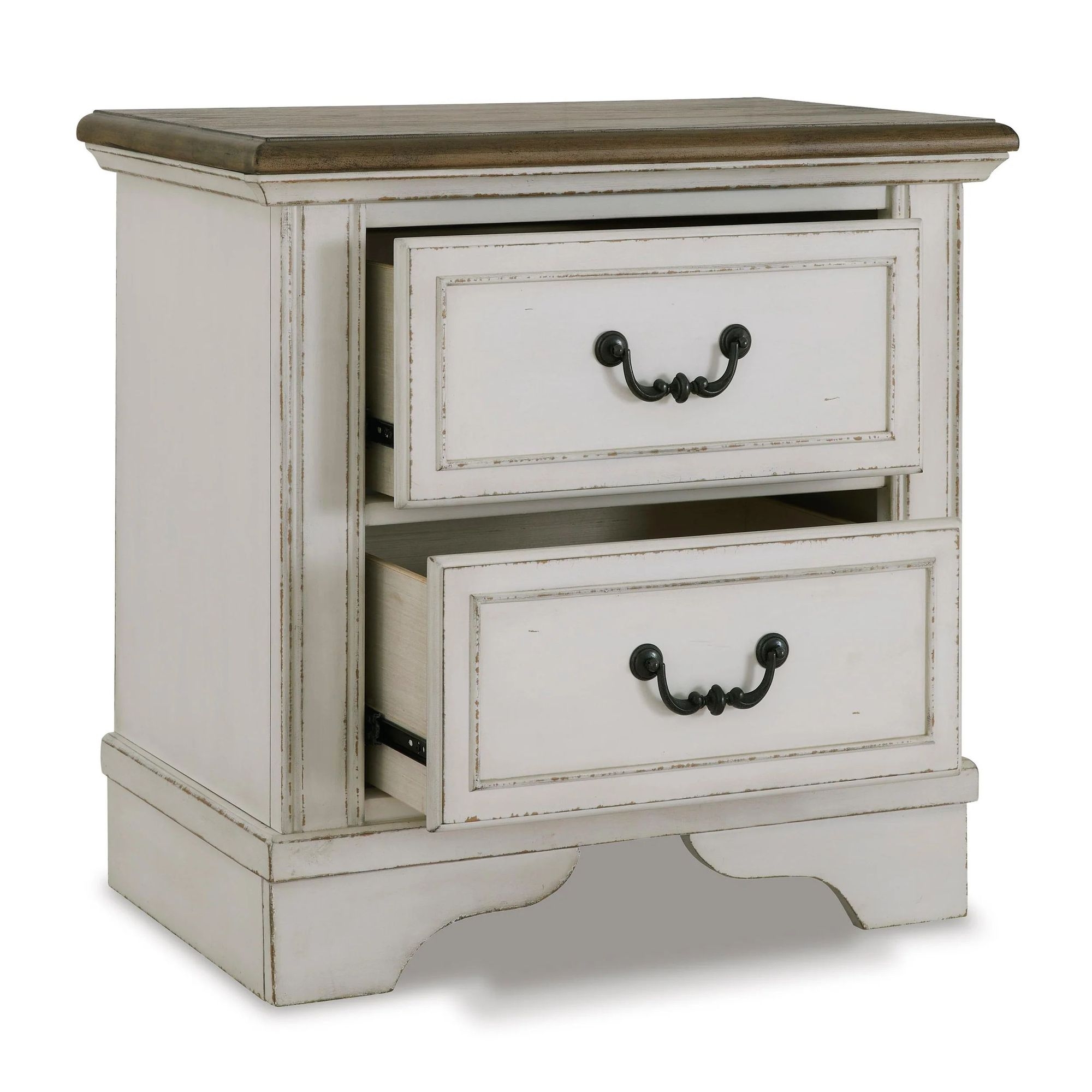 Brollyn Upholstered White Night Stand with 2 Drawers