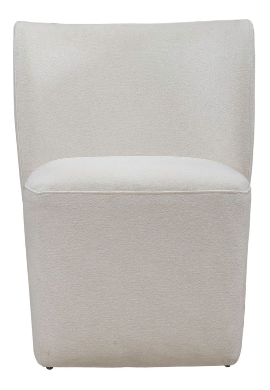 Fabric Sloping Curves Back Accent Dining Chair w/Casters