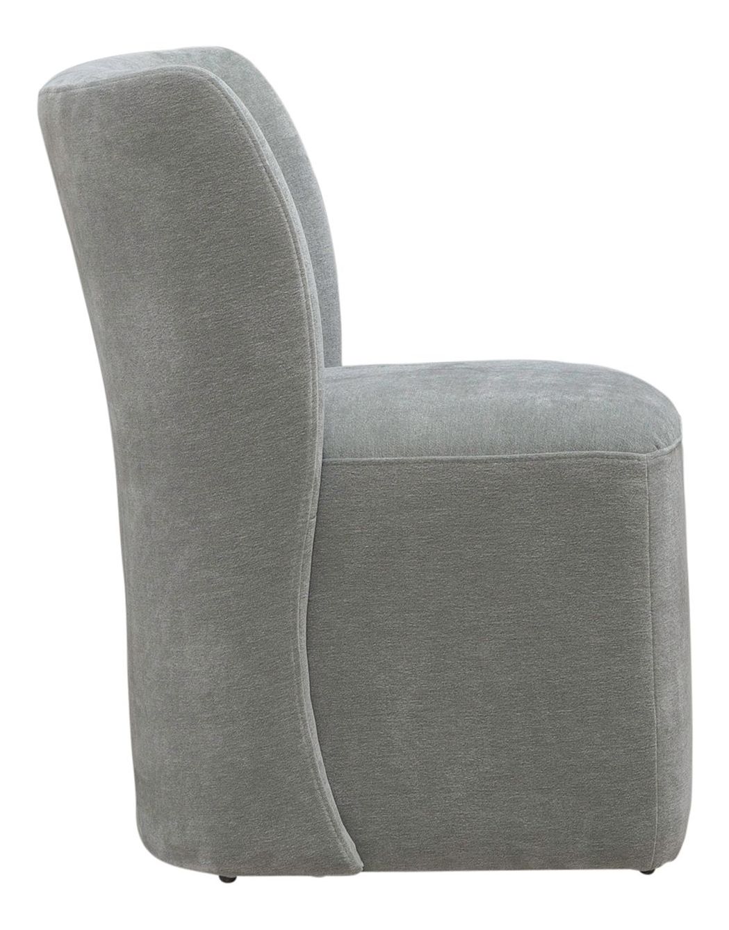 Fabric Sloping Curves Back Accent Dining Chair w/Casters
