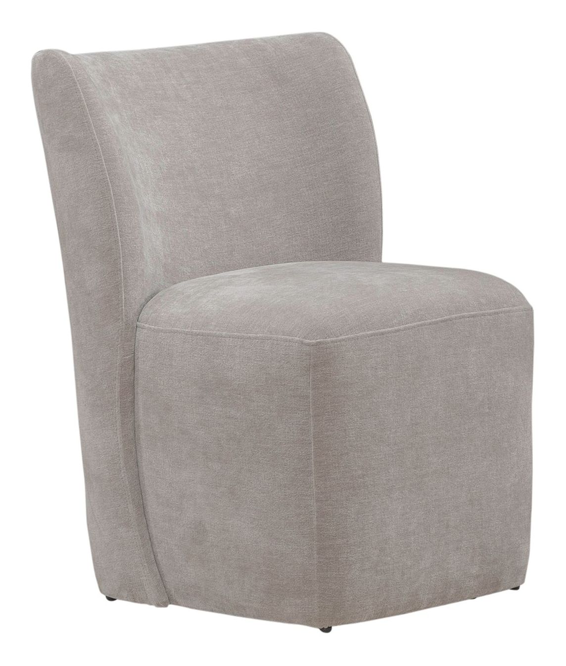 Fabric Sloping Curves Back Accent Dining Chair w/Casters