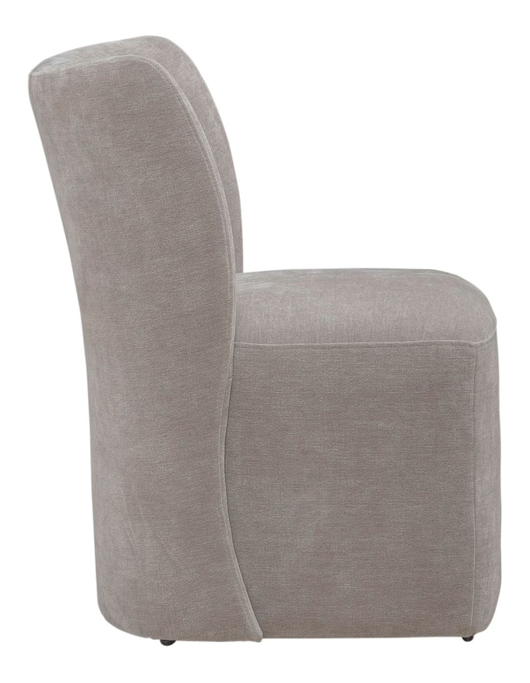 Fabric Sloping Curves Back Accent Dining Chair w/Casters
