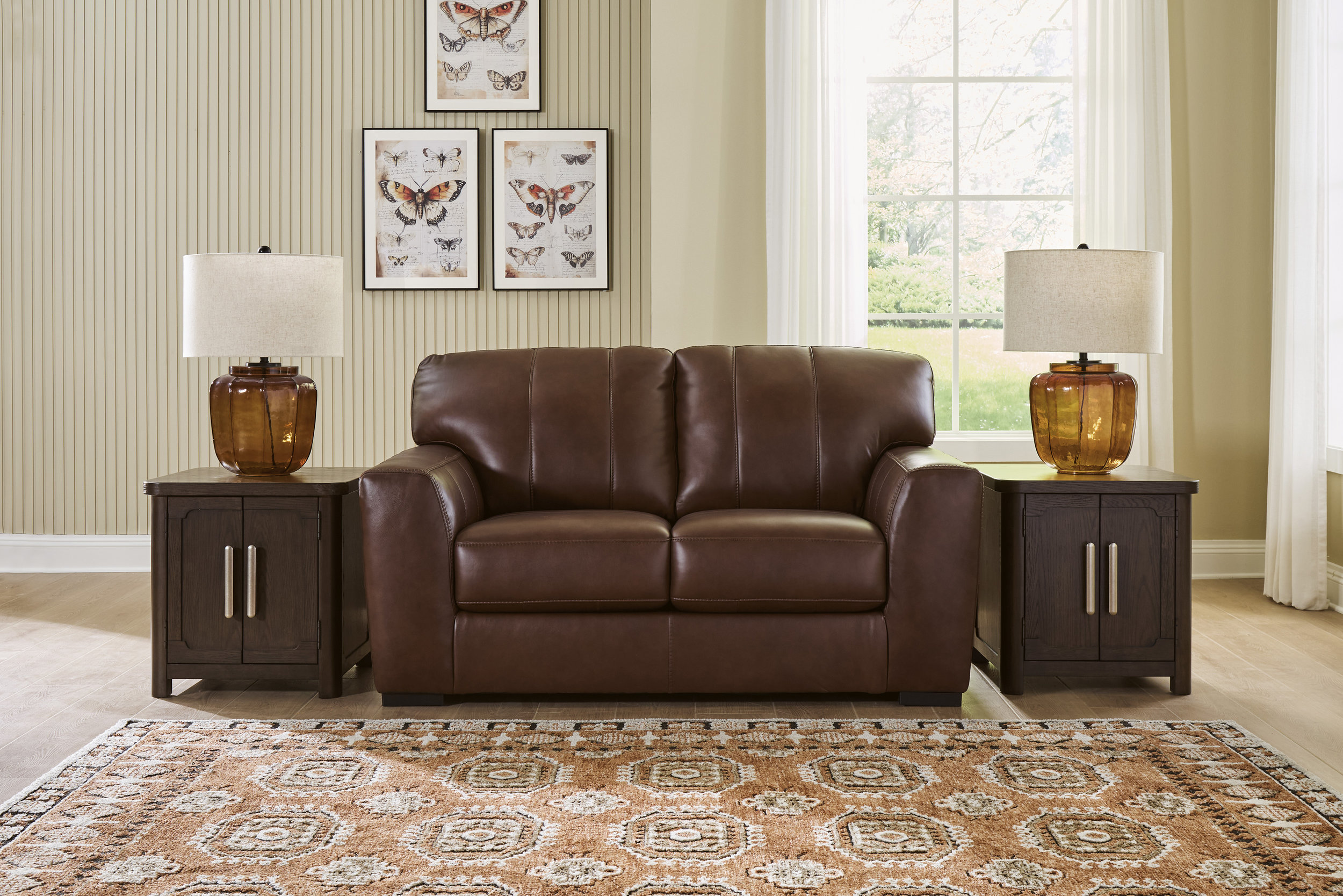 Brogliano Premium Leather Loveseat | Rich Canyon Tone