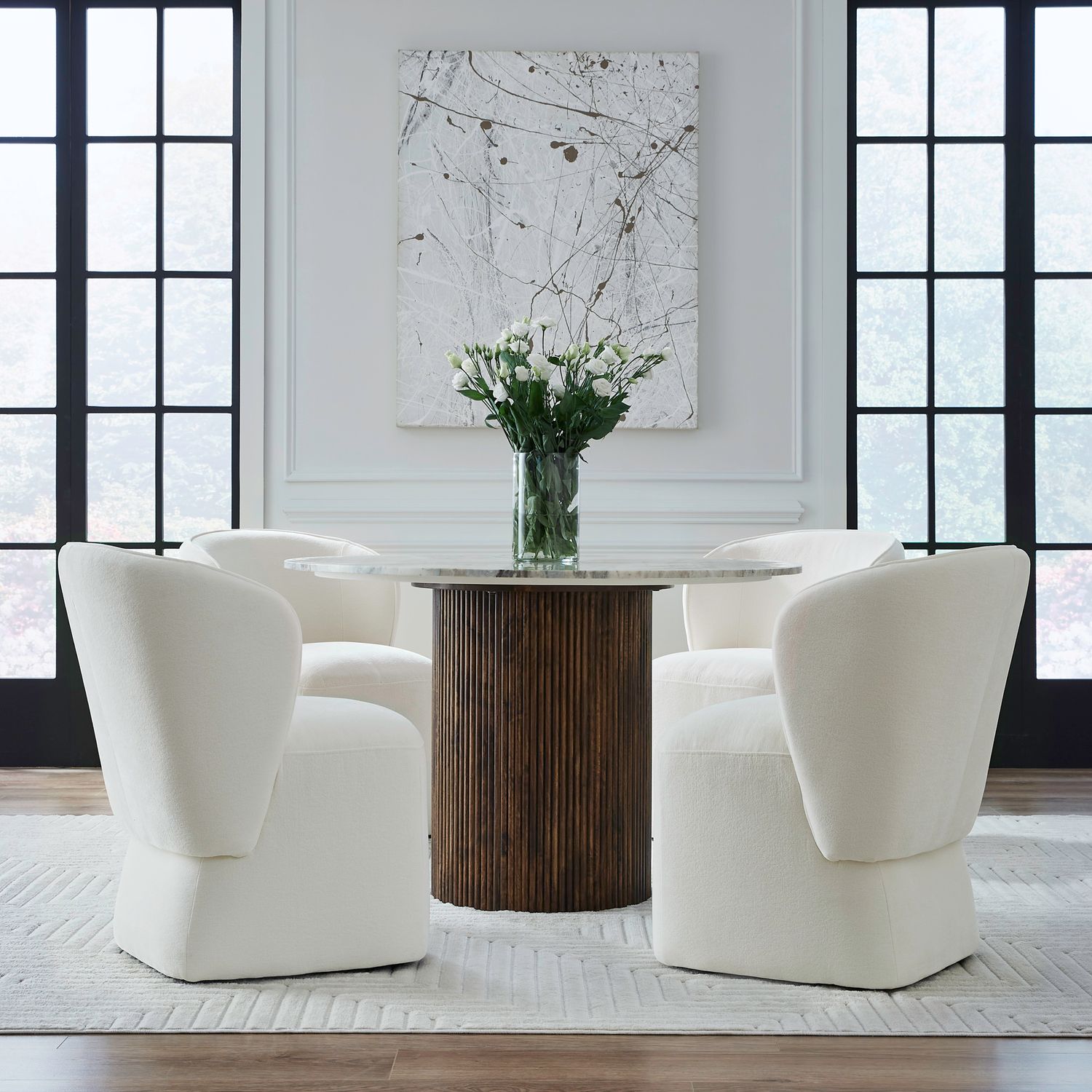 Fabric Accent Dining Chair w/Casters