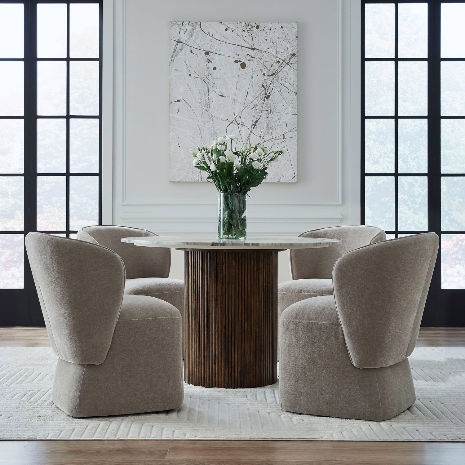 Fabric Accent Dining Chair w/Casters