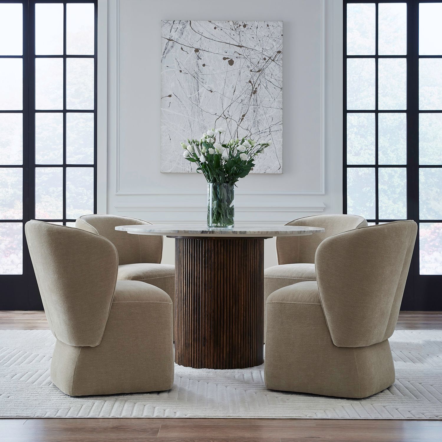 Fabric Accent Dining Chair w/Casters