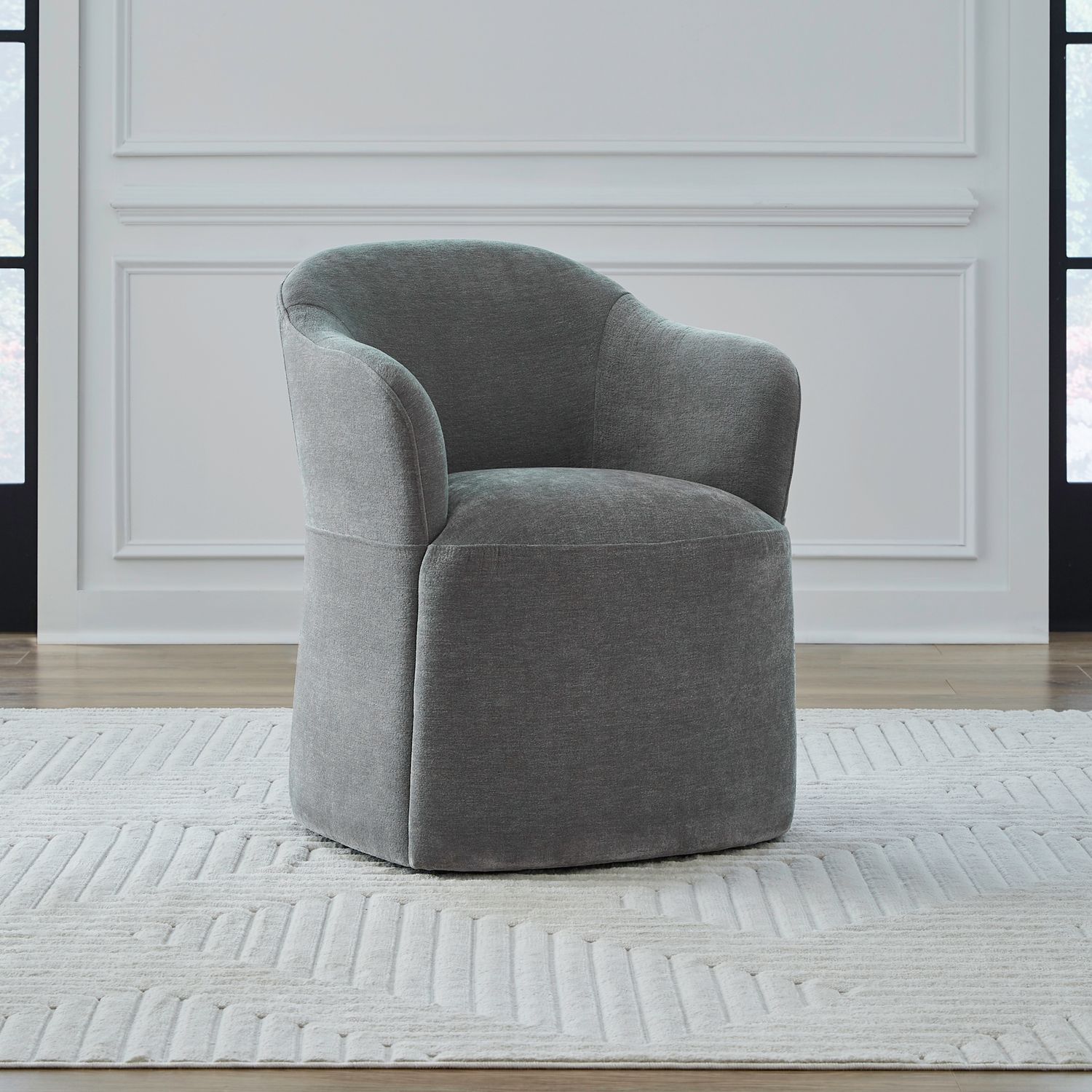 Fabric Accent Dining Arm Chair w/Casters
