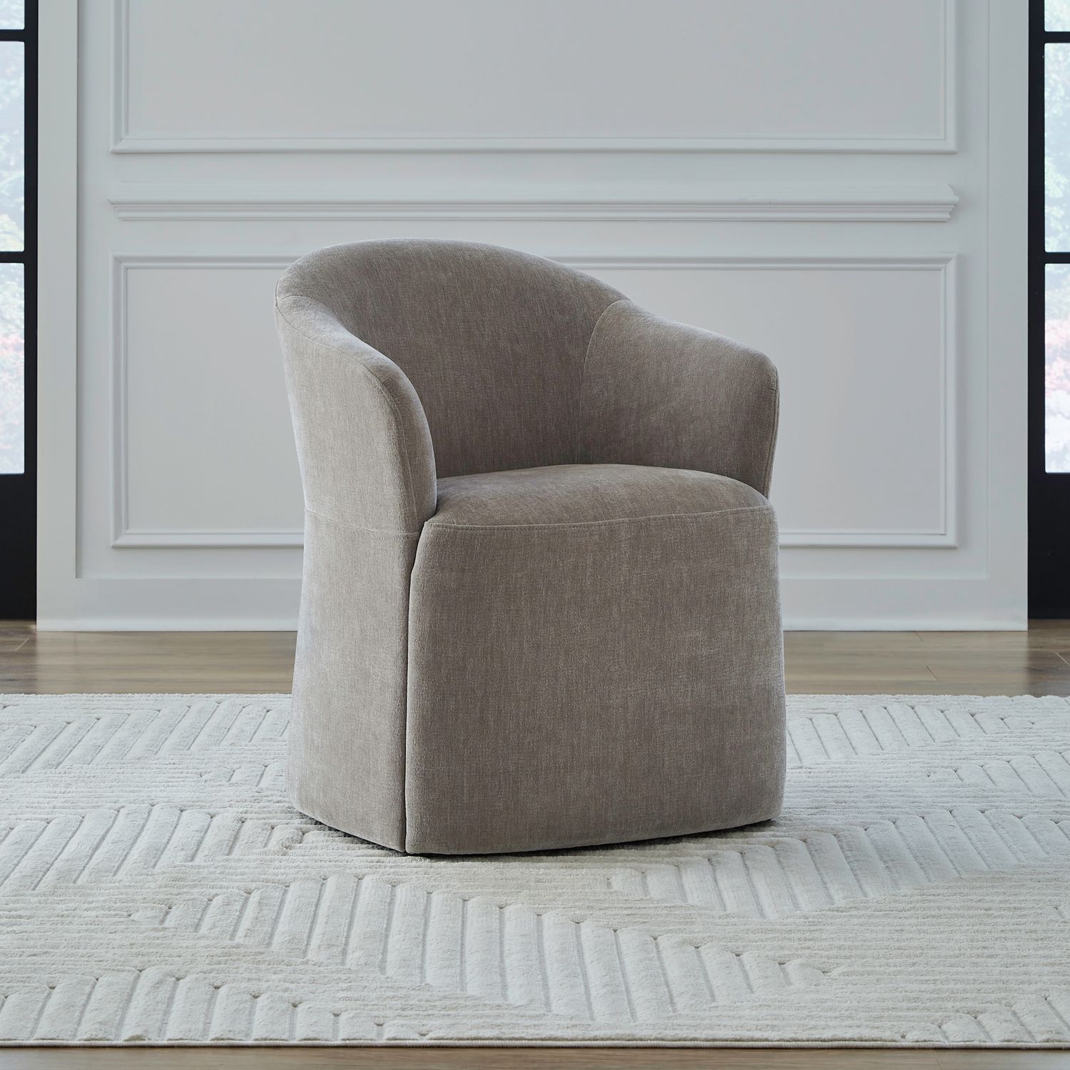 Fabric Accent Dining Arm Chair w/Casters