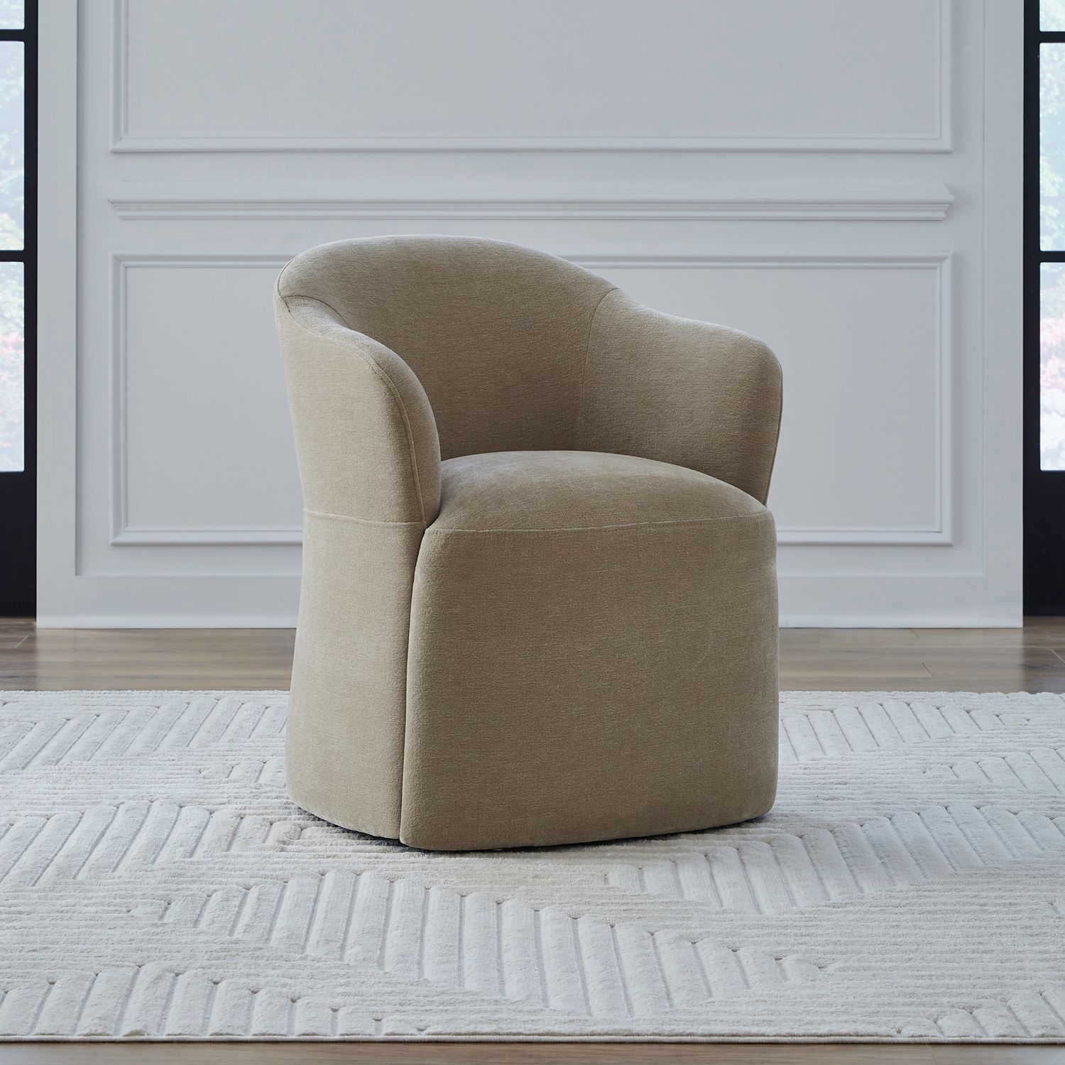 Fabric Accent Dining Arm Chair w/Casters