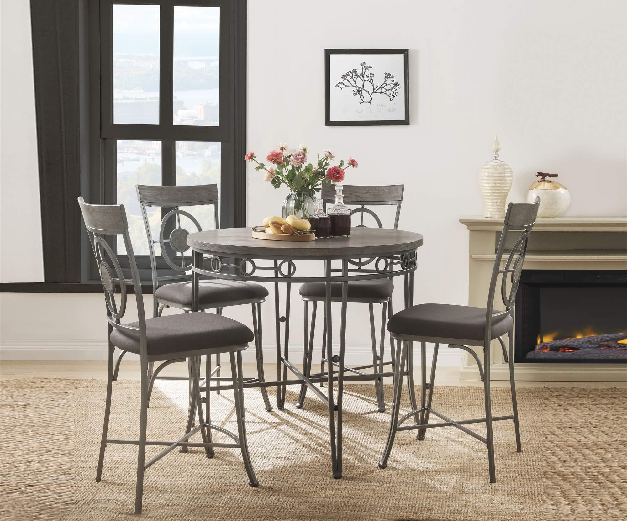 Landis Wood/Metal Round Counter Table