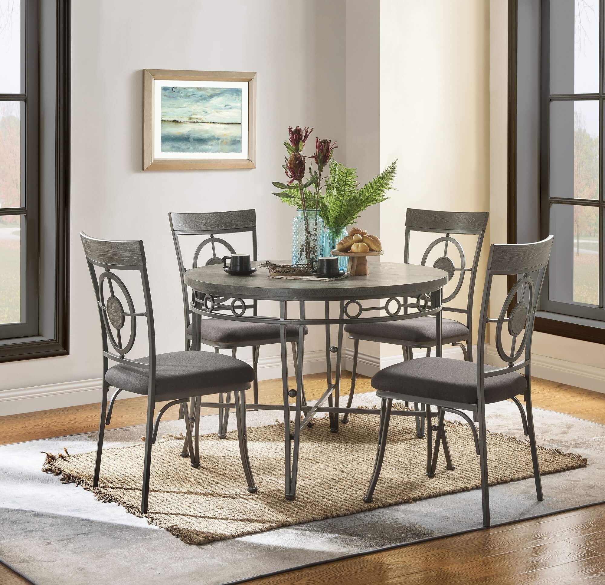 Landis Wood/Metal Round Dining Table