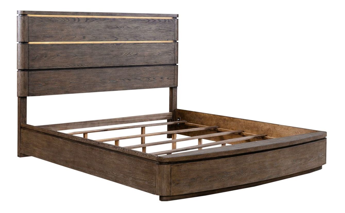 Cascade Falls Wood California King Size Panel Bed w/LED Lighting