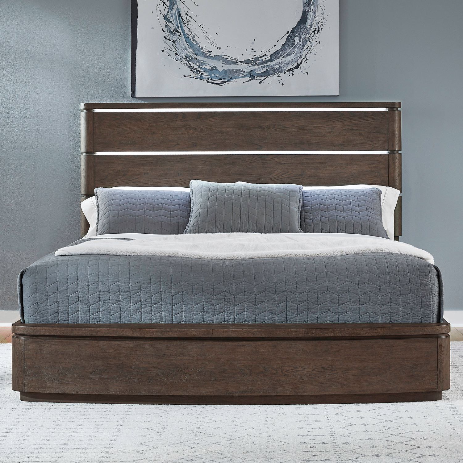 Cascade Falls Wood Bedroom Set with LED Lighting | Satin Espresso