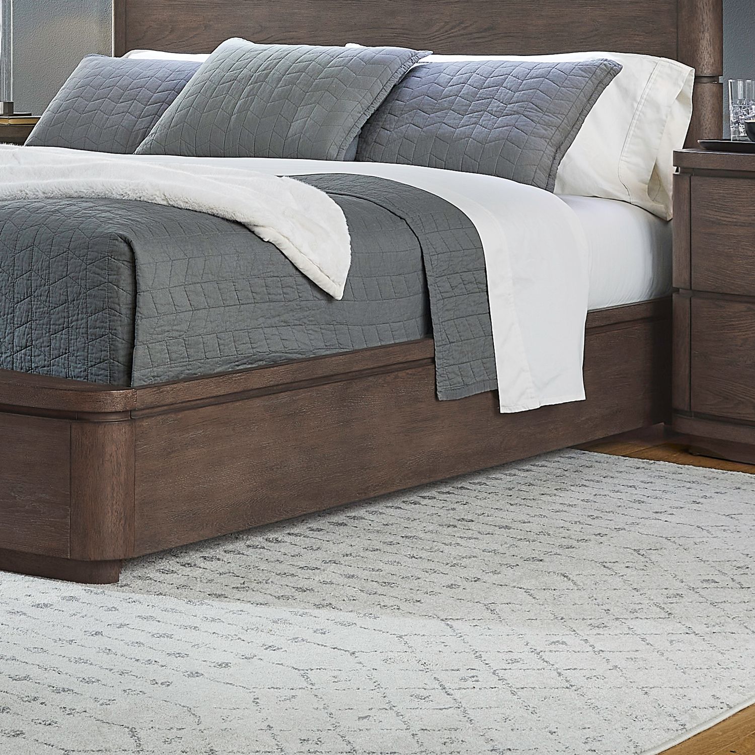 Cascade Falls Wood King Size Panel Bed w/LED Lighting
