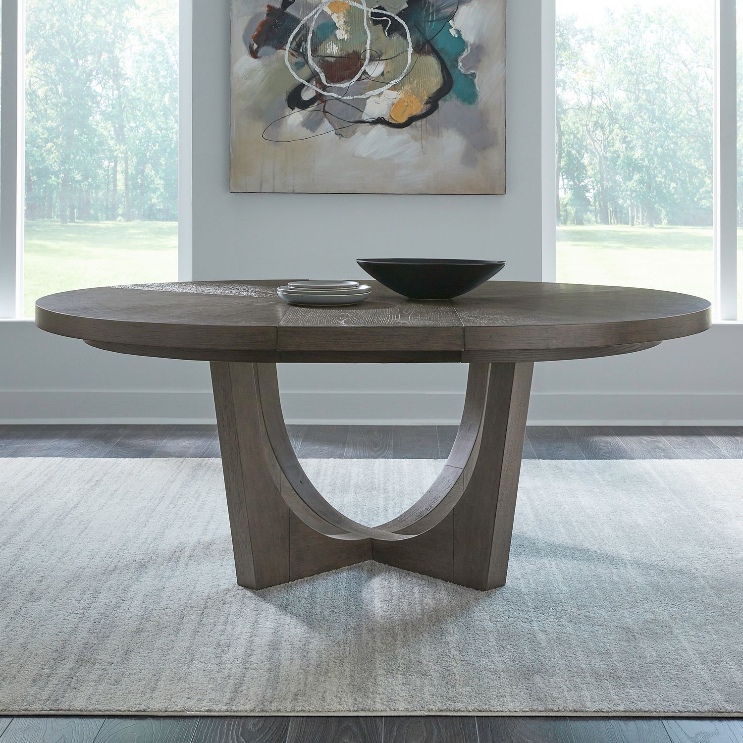 Cascade Falls Round Wood Extendable Pedestal Dining Table