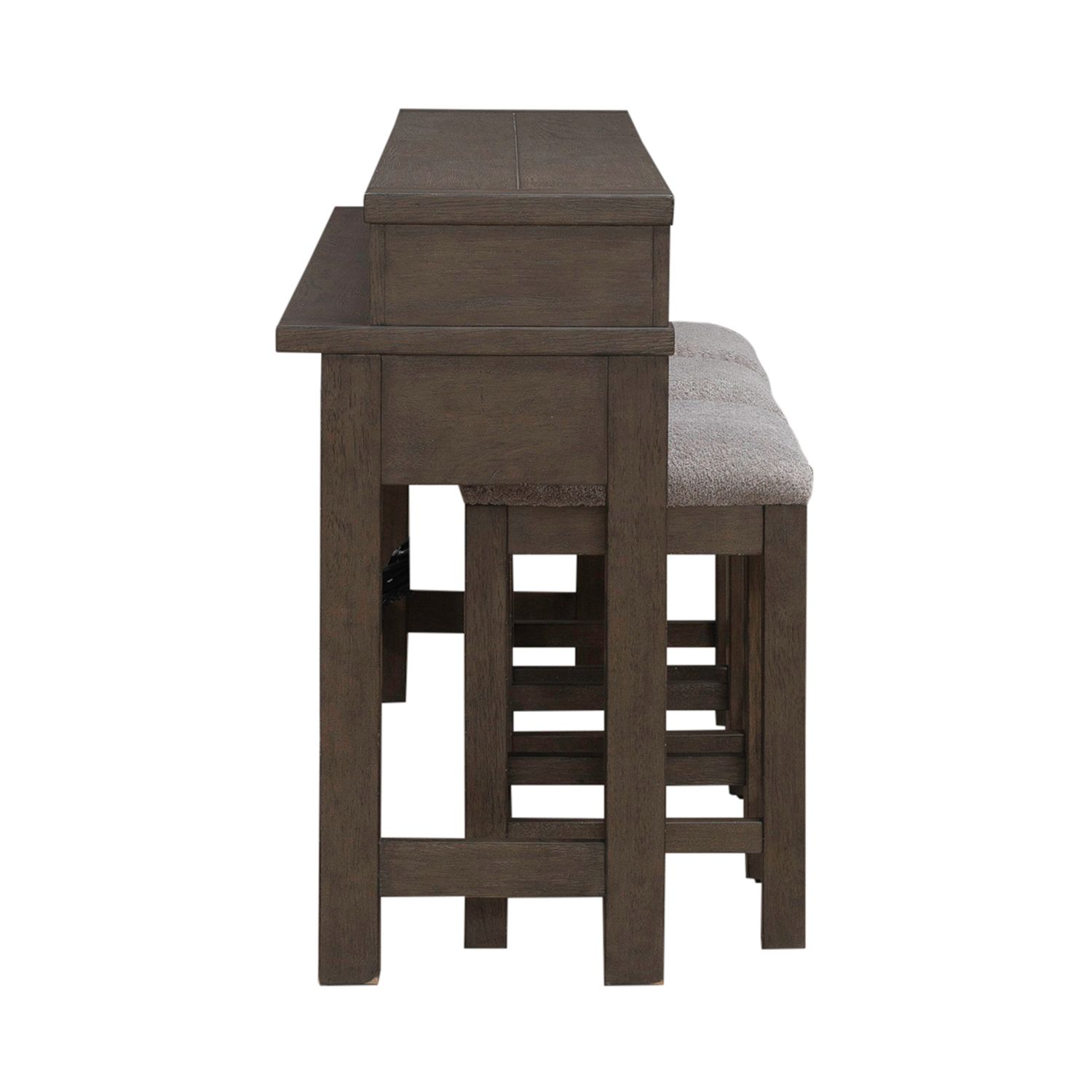 Cascade Falls Console Bar Table with 3 Stools & Power | Satin Espresso