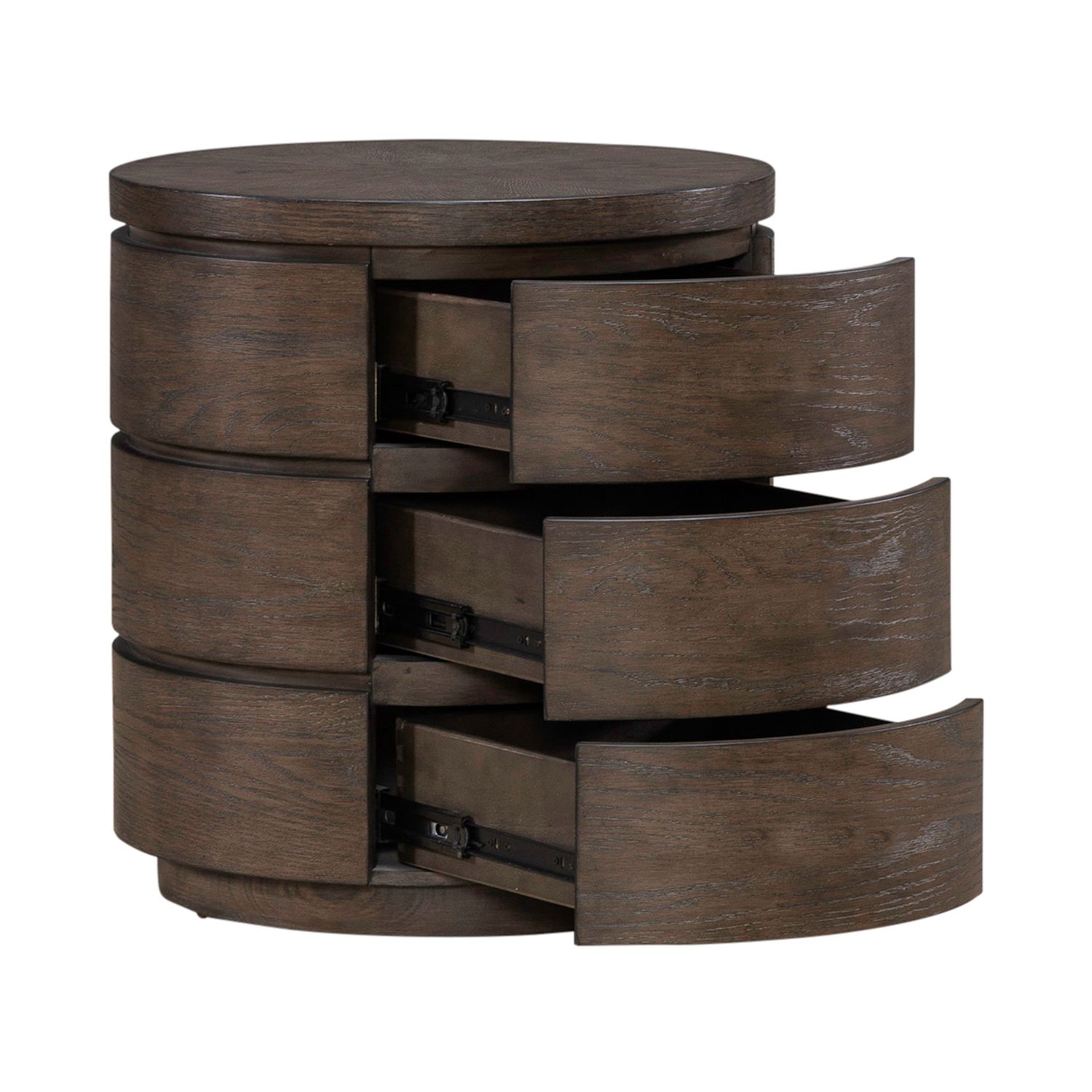 Cascade Falls Round Wood 3-Drawer End Table