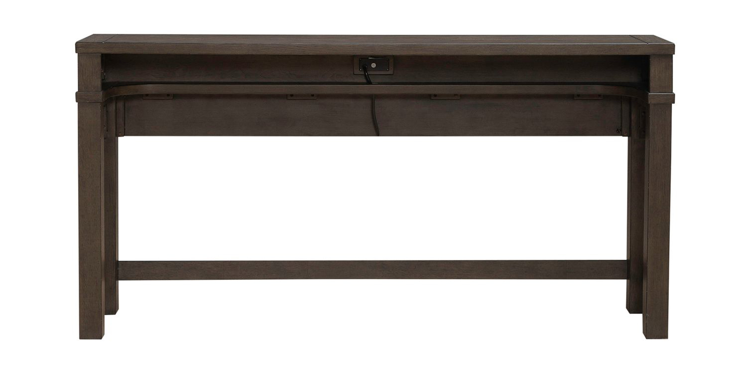 Cascade Falls Rectangular Wood Console Bar Table w/Charging Station