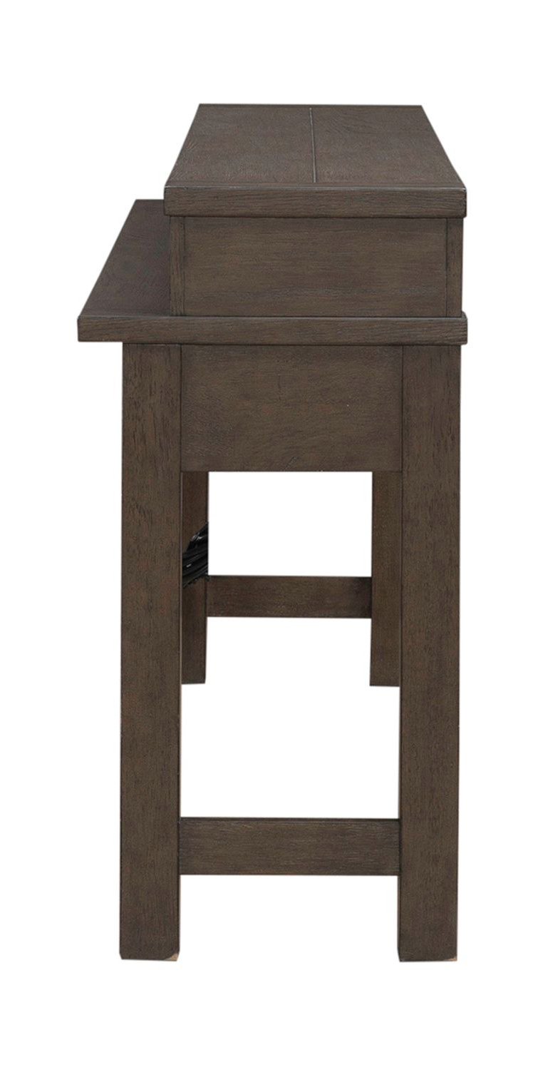 Cascade Falls Console Bar Table with 3 Stools & Power | Satin Espresso