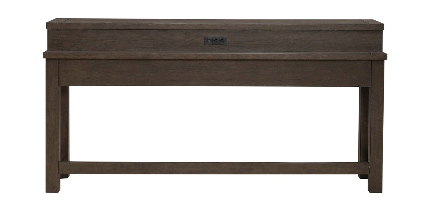 Cascade Falls Rectangular Wood Console Bar Table w/Charging Station