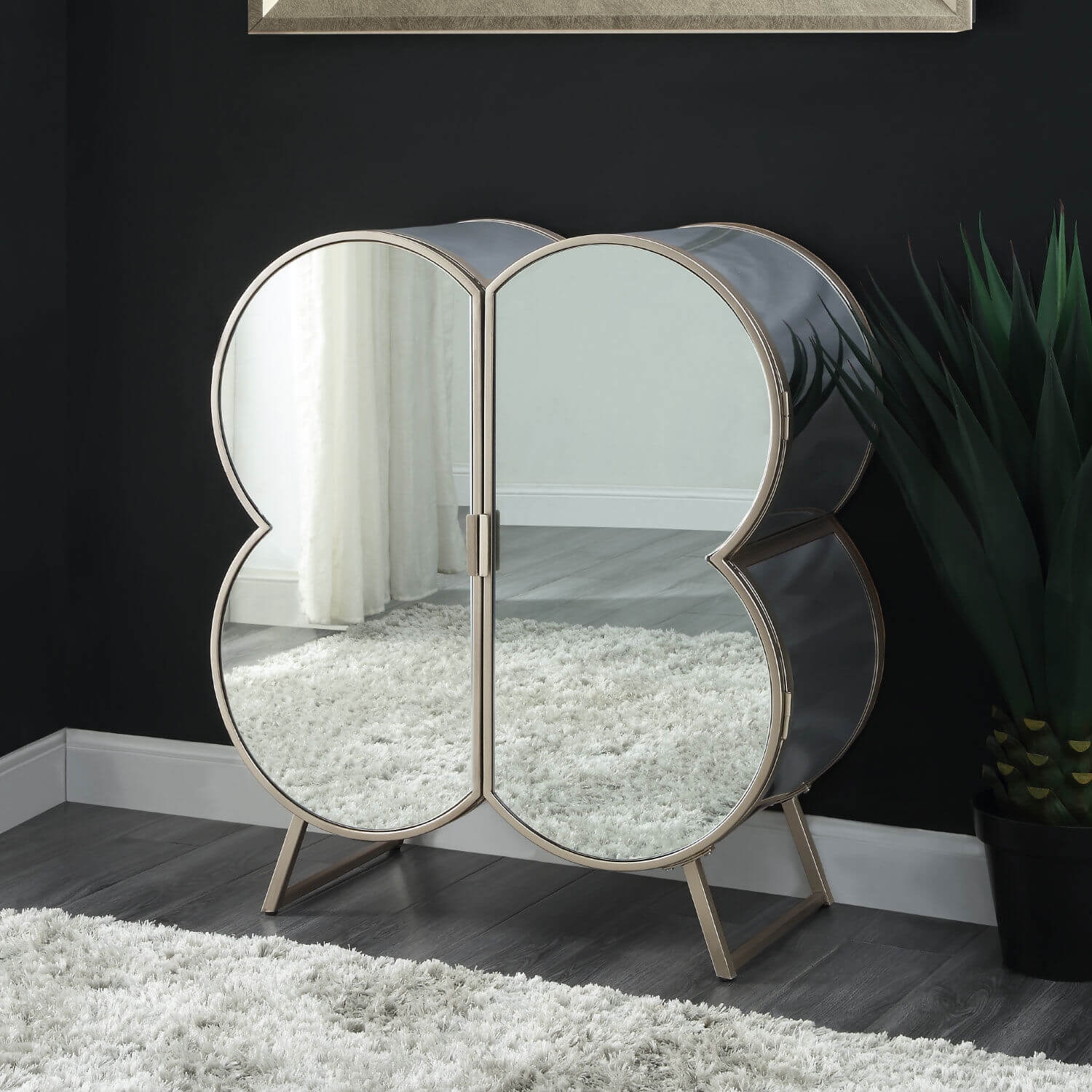 Clover Mirrored/Metal Counter Set