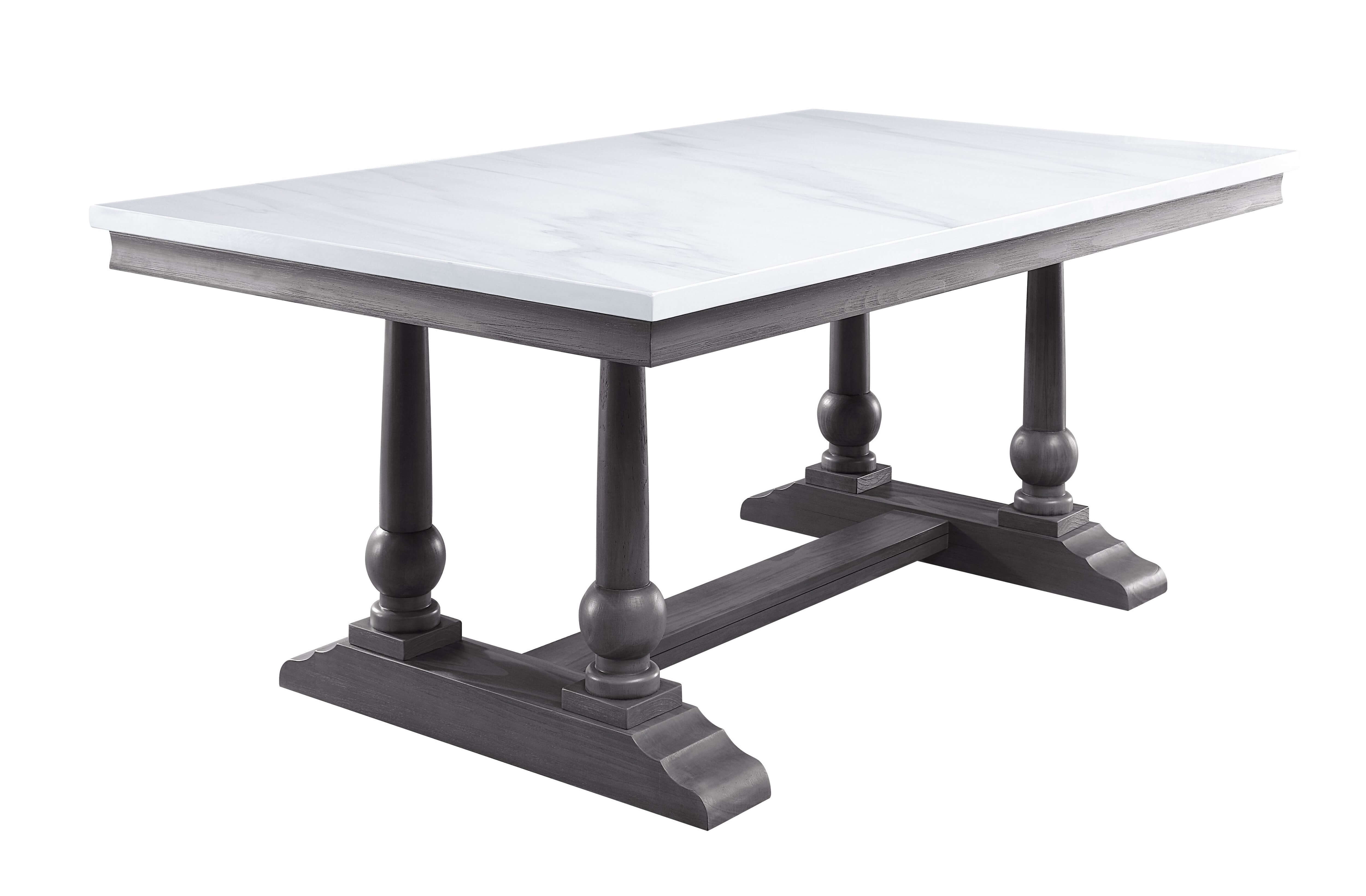 Yabeina Marble/Wood Rectangular Dining Room Set
