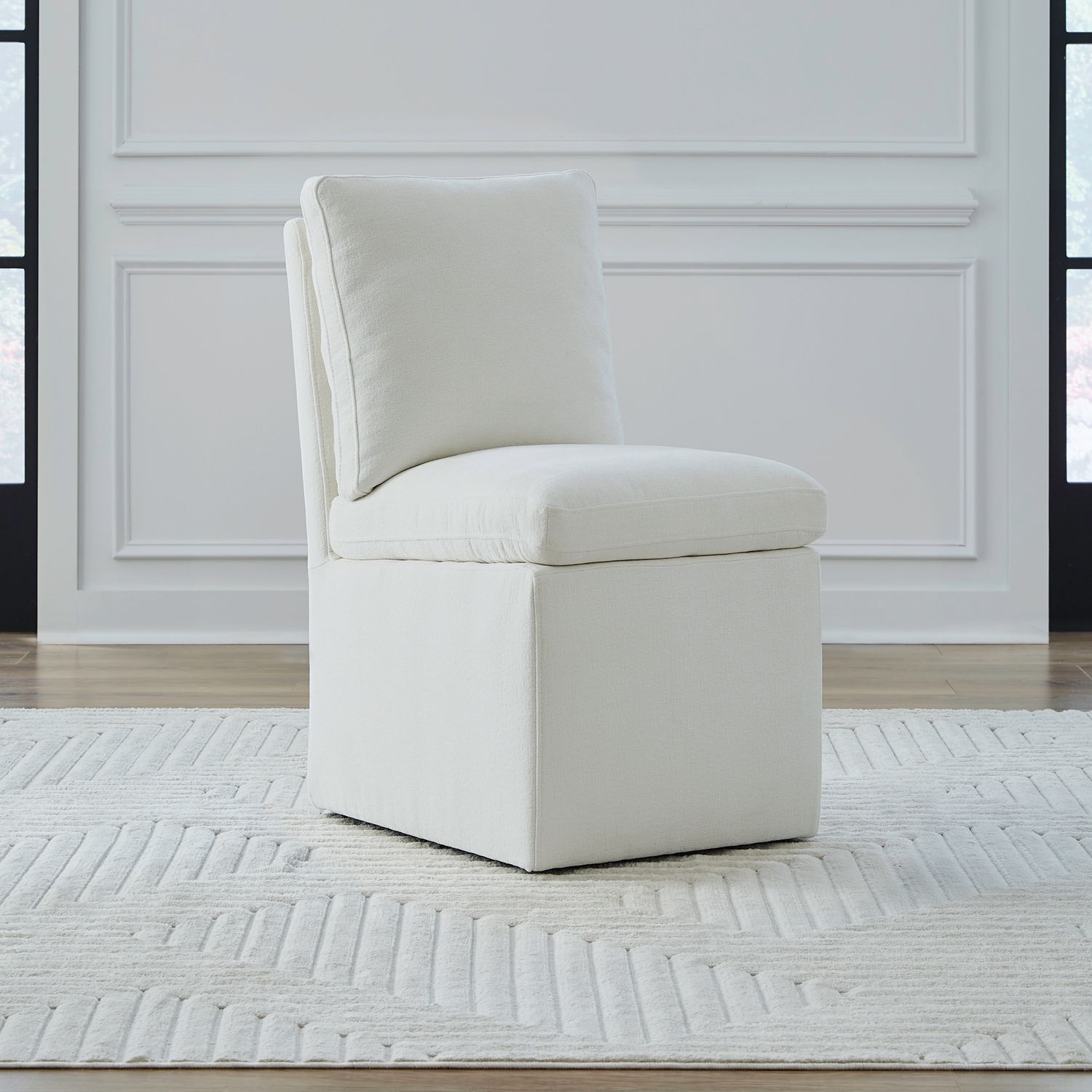 Fabric Accent Dining Side Chair w/Casters