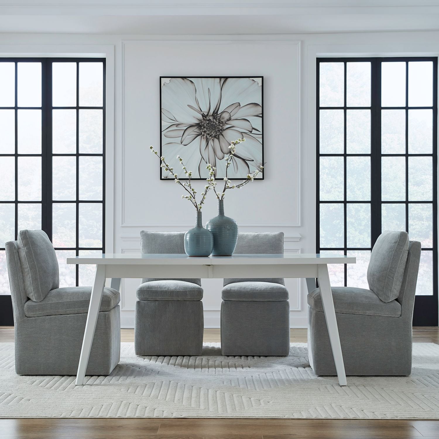 Fabric Accent Dining Side Chair w/Casters