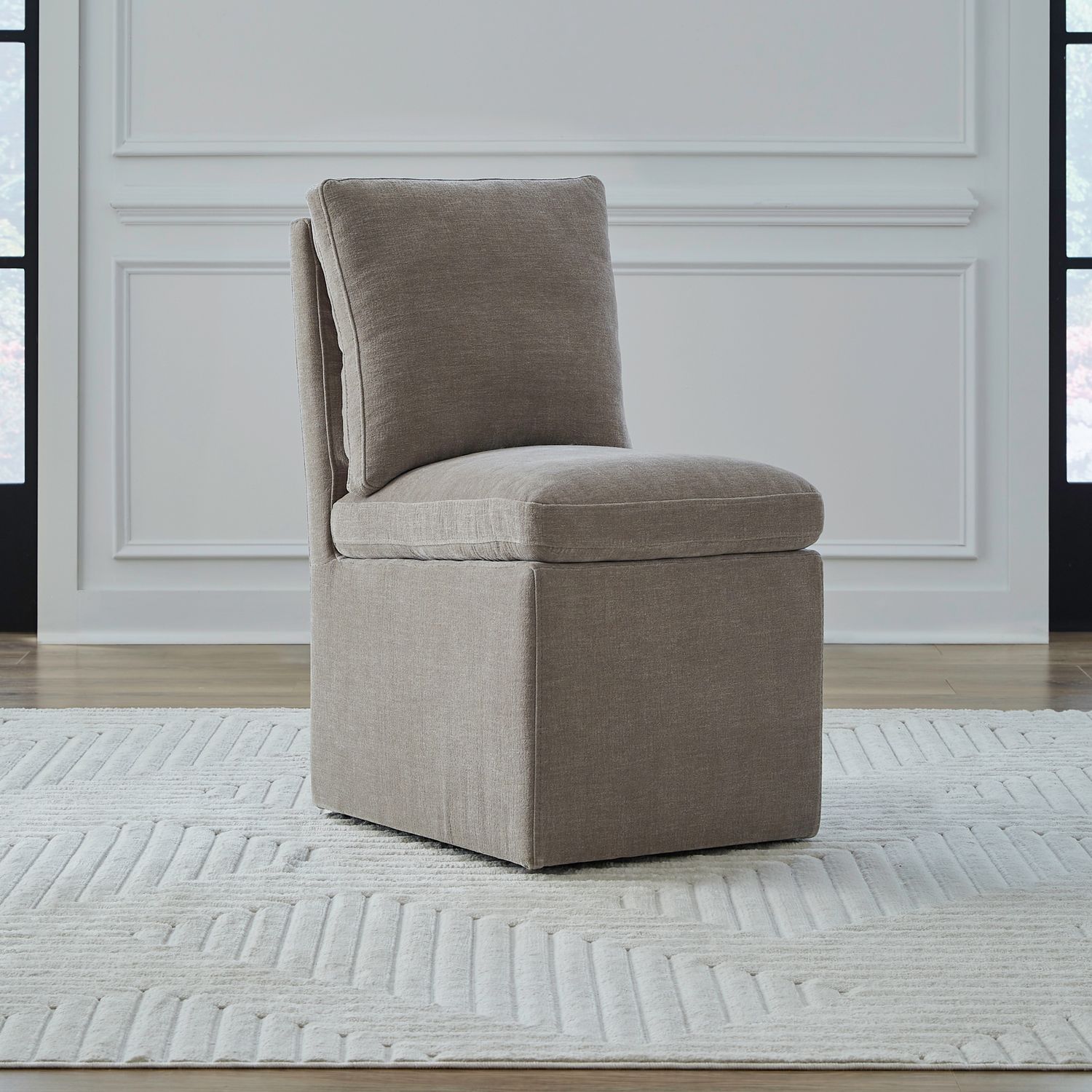 Fabric Accent Dining Side Chair w/Casters