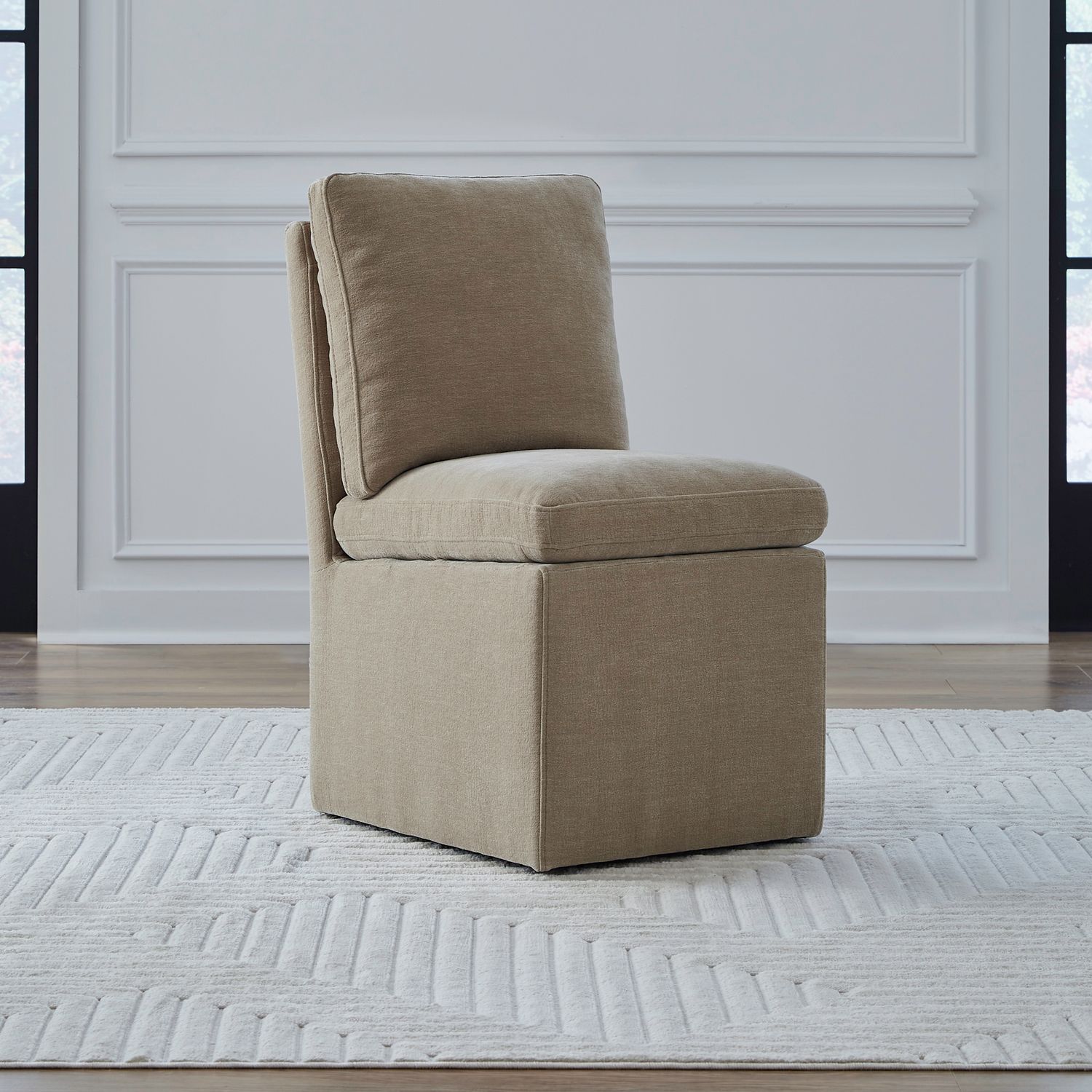 Fabric Accent Dining Side Chair w/Casters