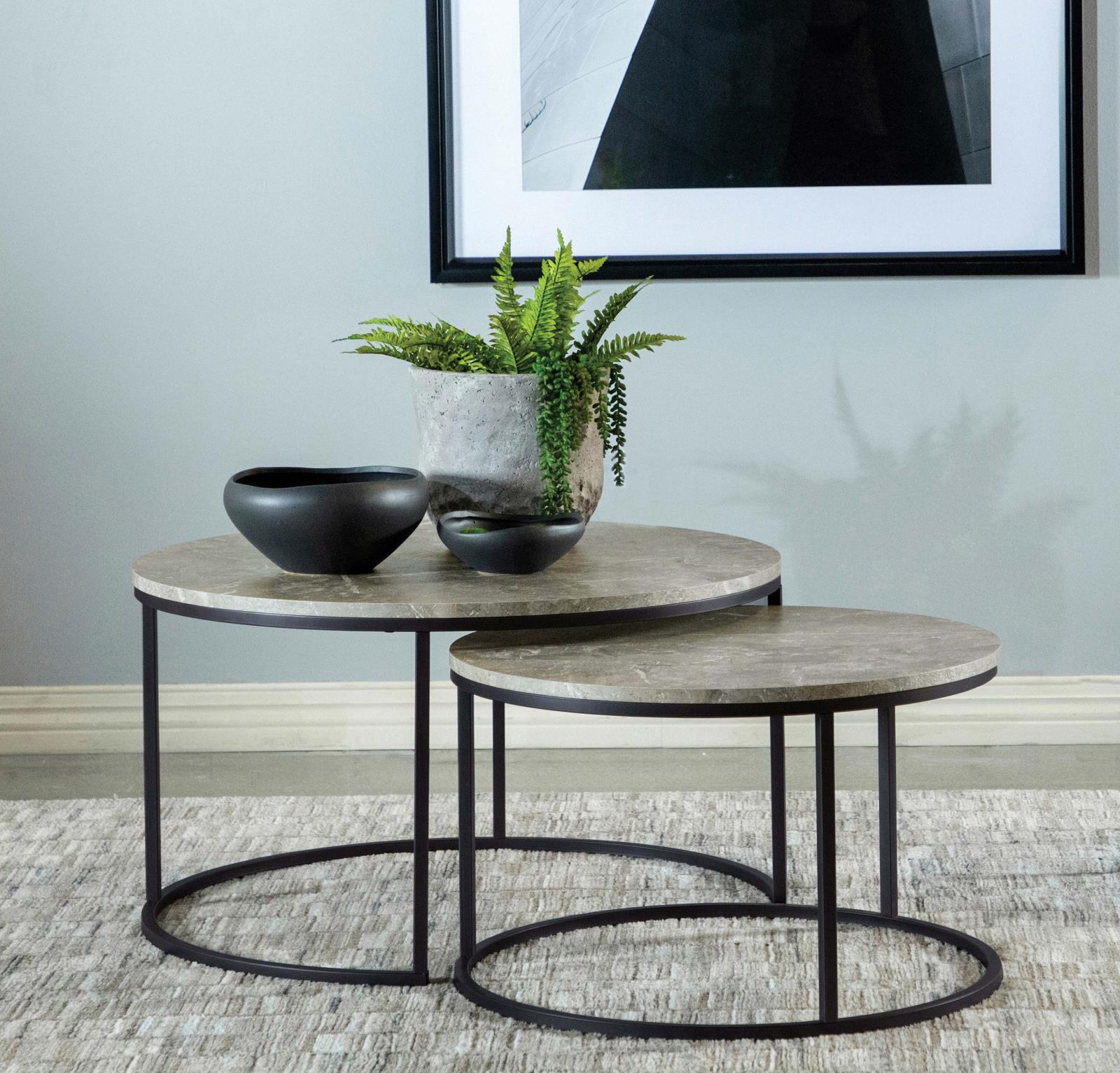 Lainey Faux Marble 2-piece Round Nesting Coffee Table
