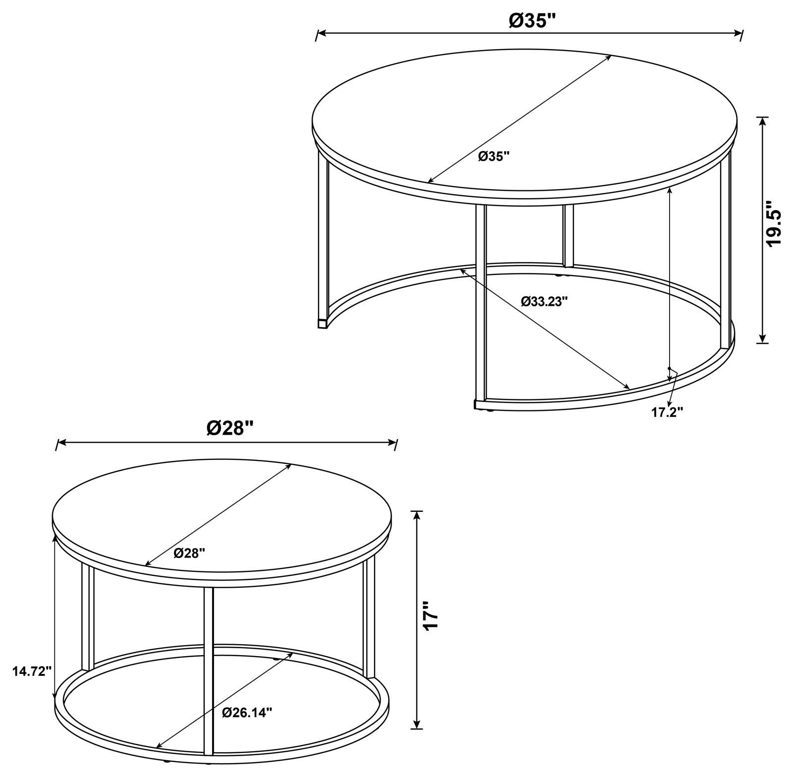 Lainey Faux Marble 2-piece Round Nesting Coffee Table