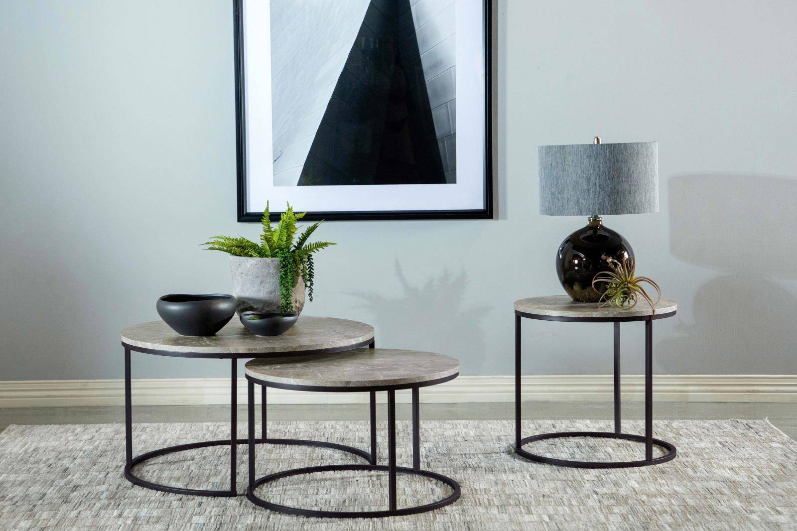 Lainey Faux Marble 2-piece Round Nesting Coffee Table