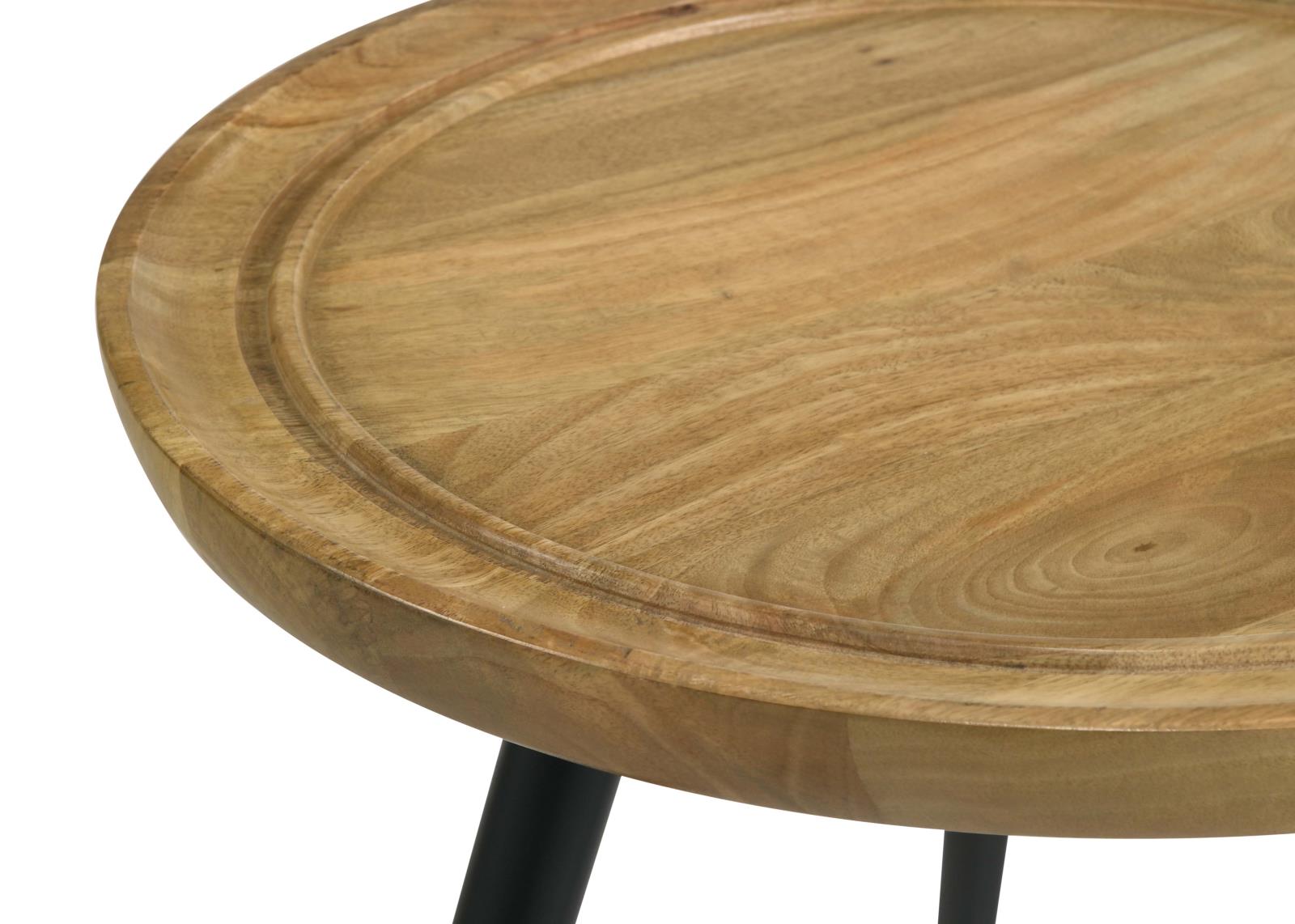 Zoe Wood Round End Table with Trio Legs