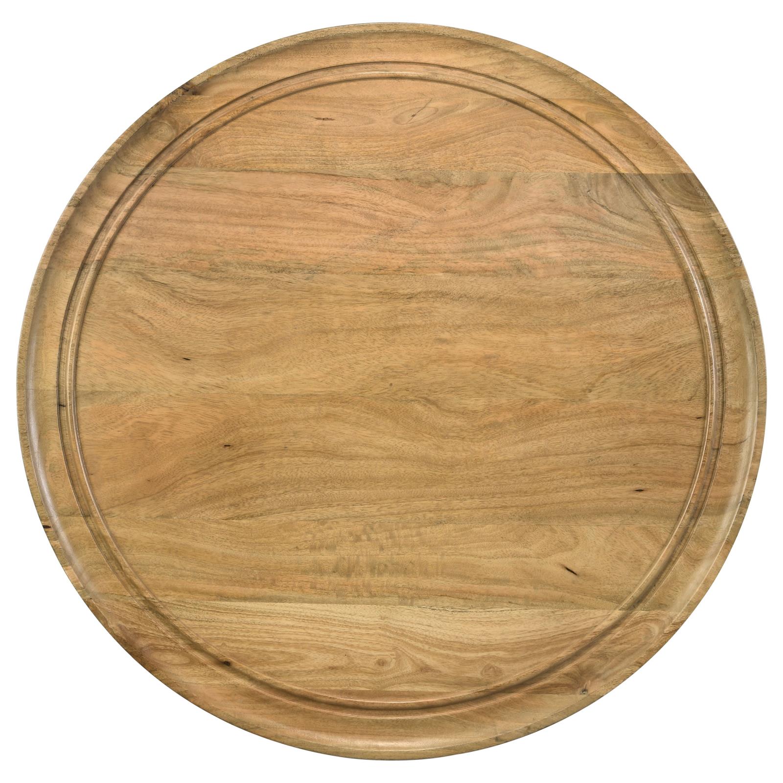 Zoe Wood Round Coffee Table with Trio Iron Legs