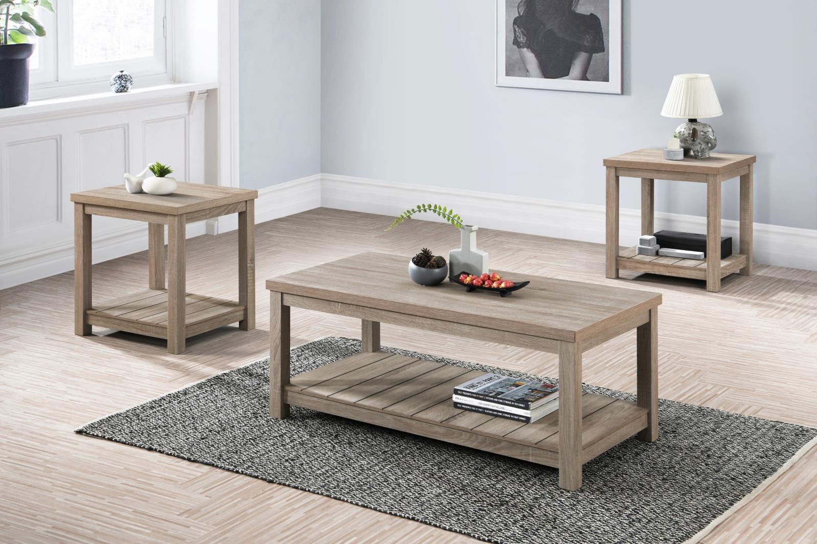 Bairn Wood Veneer 3-piece Occasional Set with Open Shelves