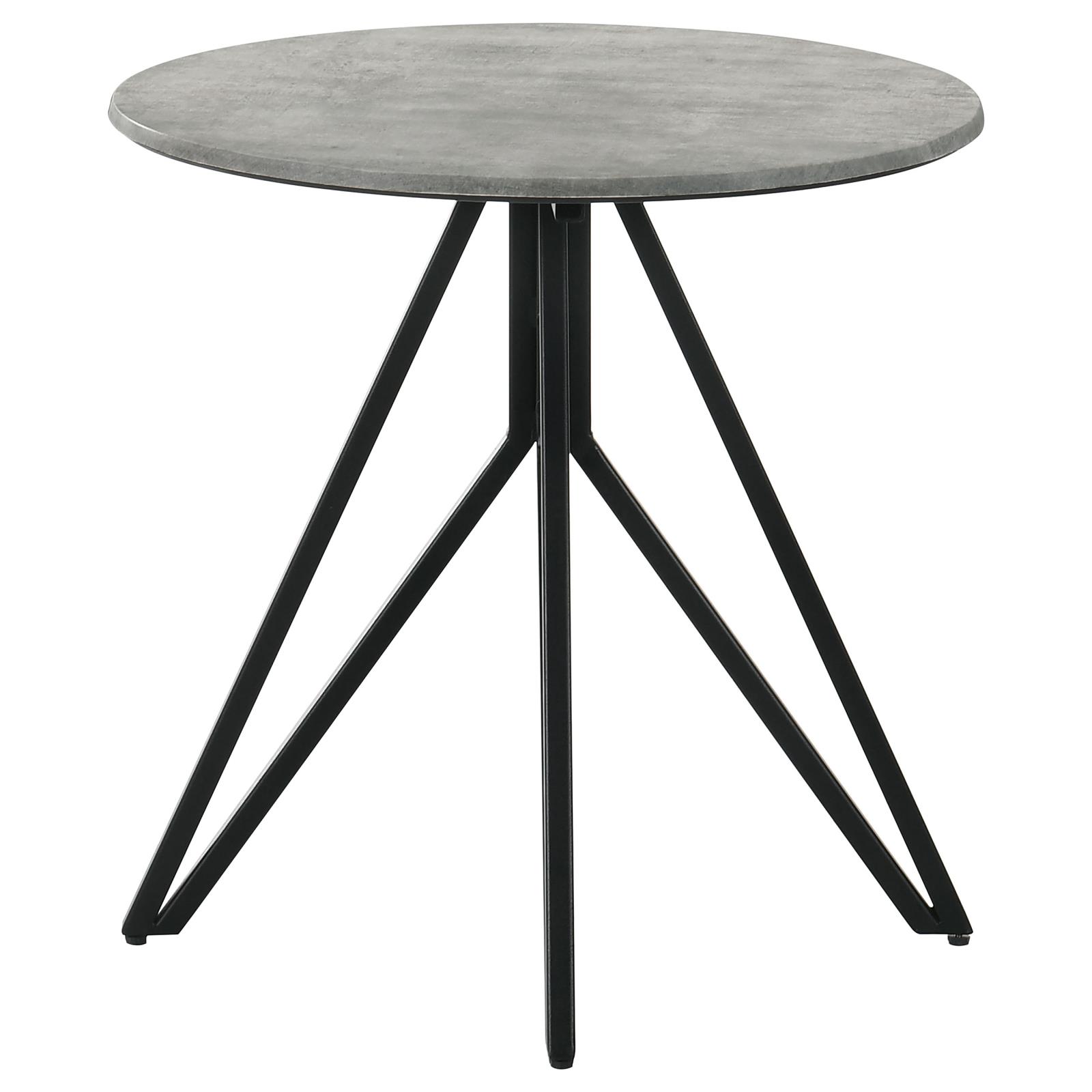 Hadi Cement Round End Table with Hairpin Legs