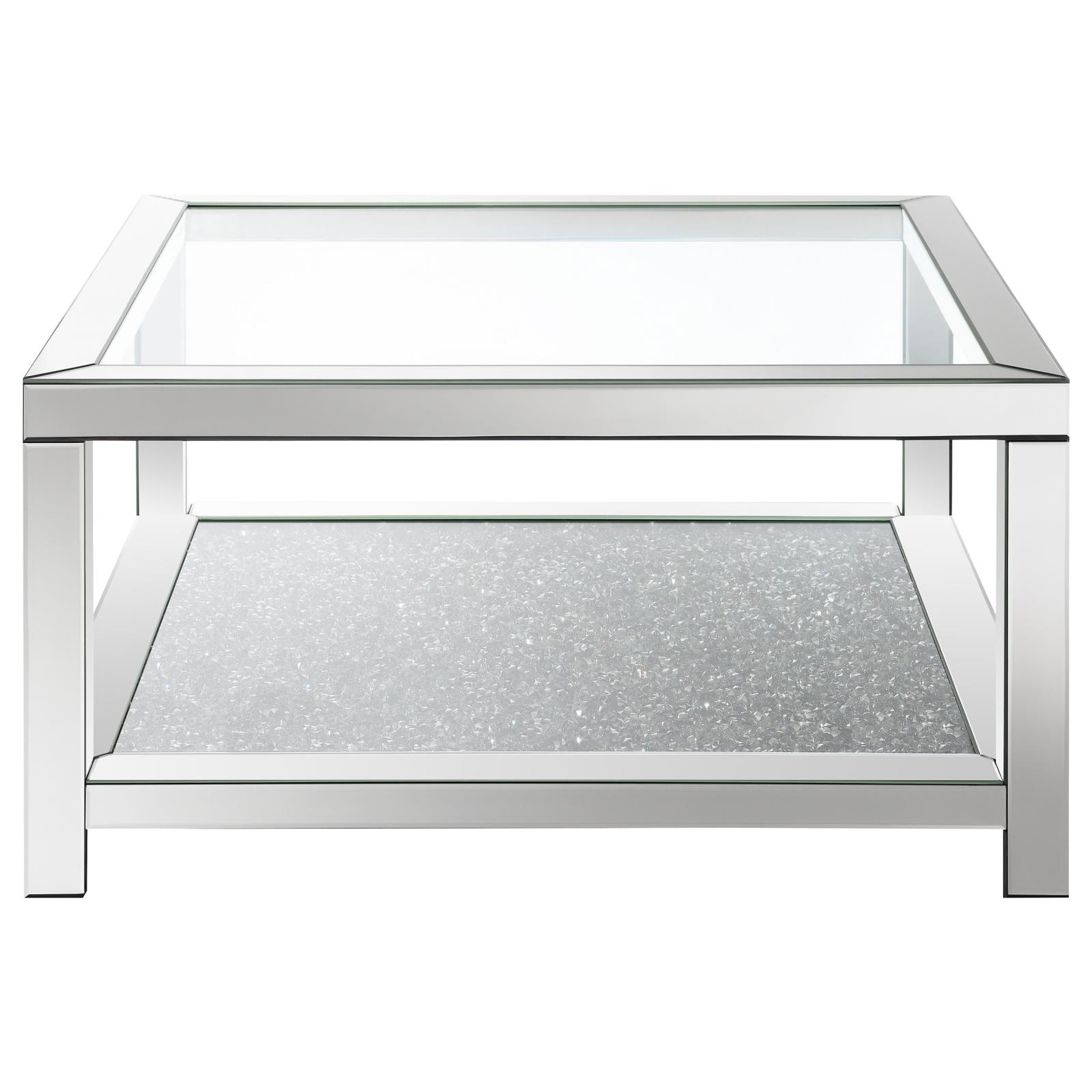 Valentina Mirrored Rectangular Coffee Table with Glass Top