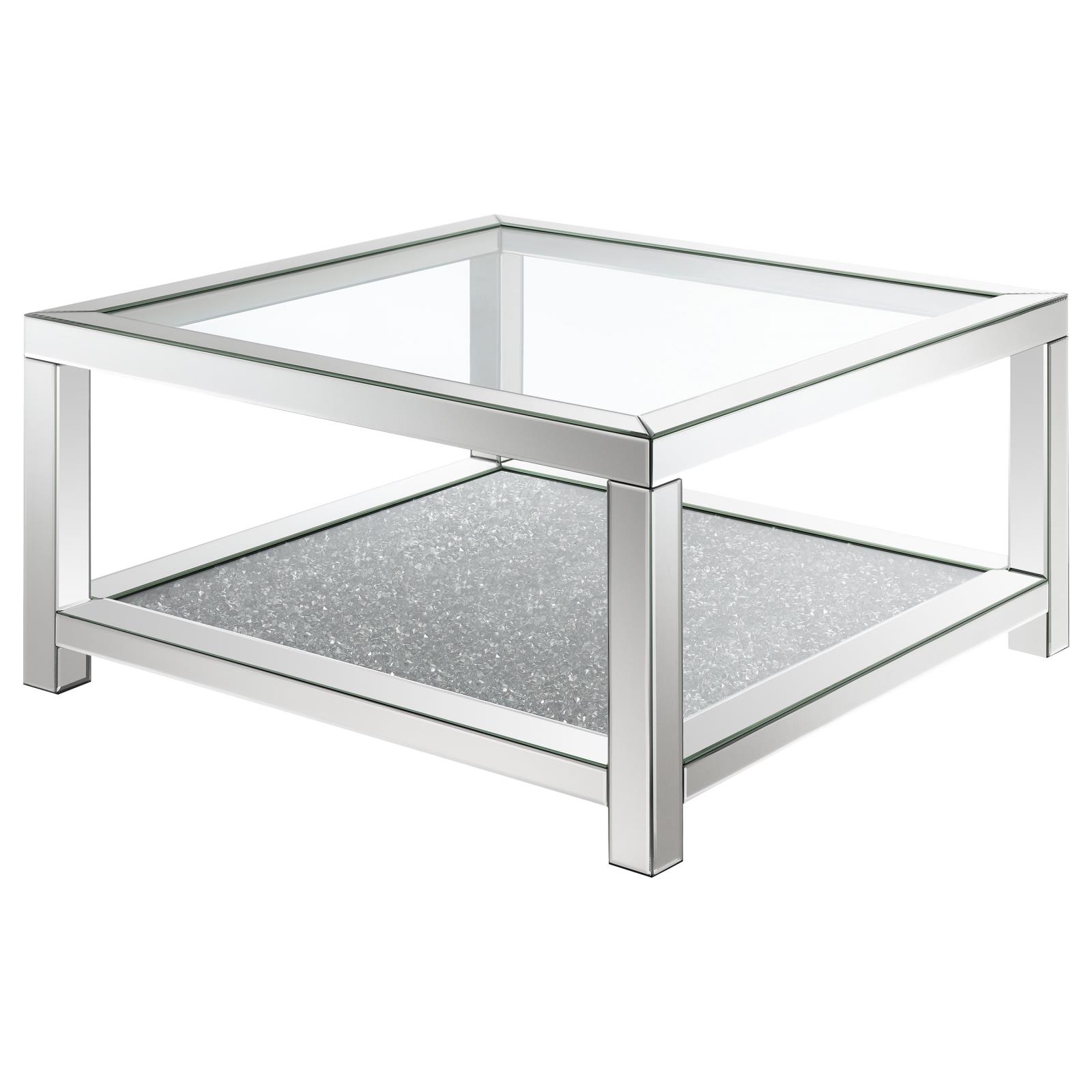Valentina Mirrored Rectangular Coffee Table with Glass Top