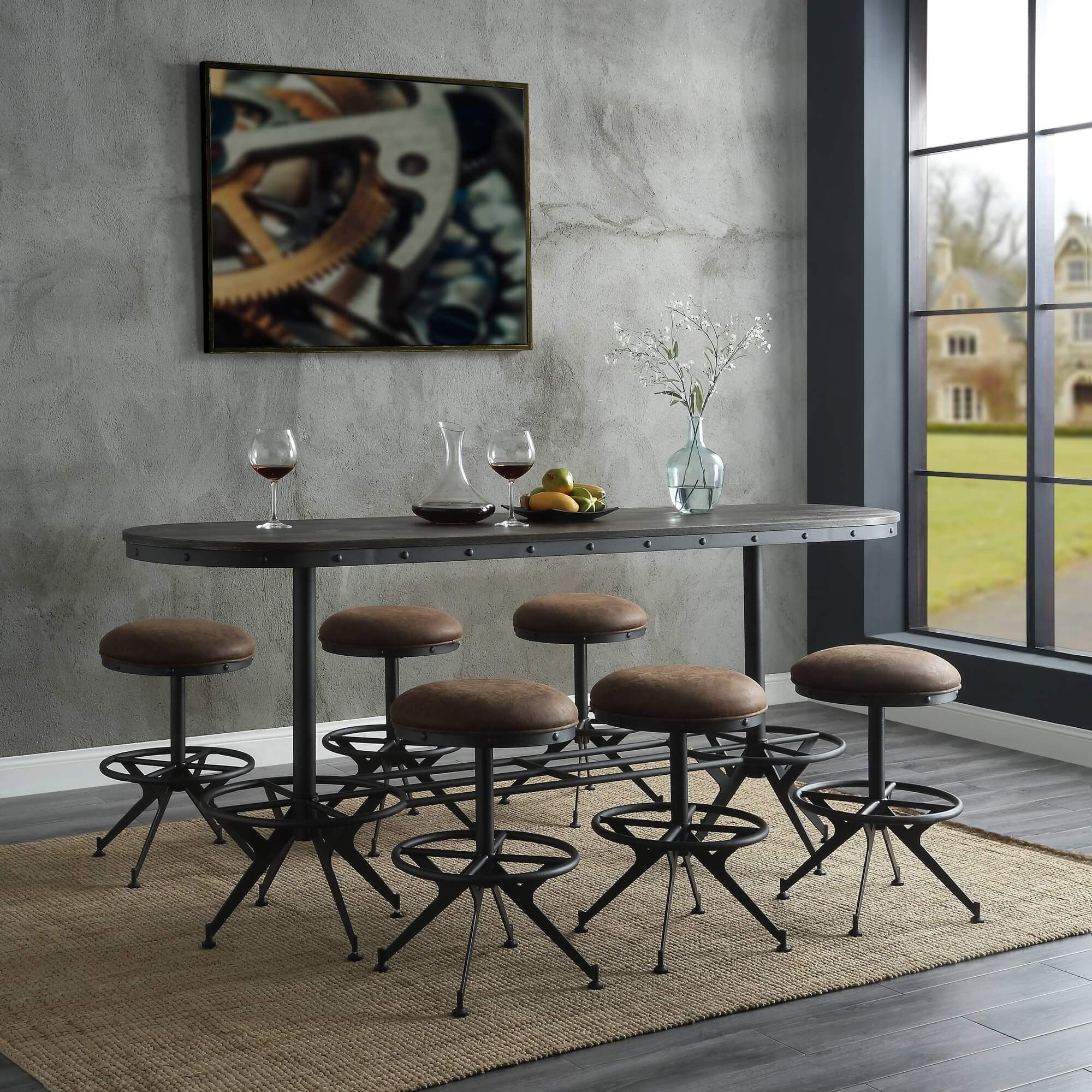 Zangief Wood/Metal Oval Counter Table