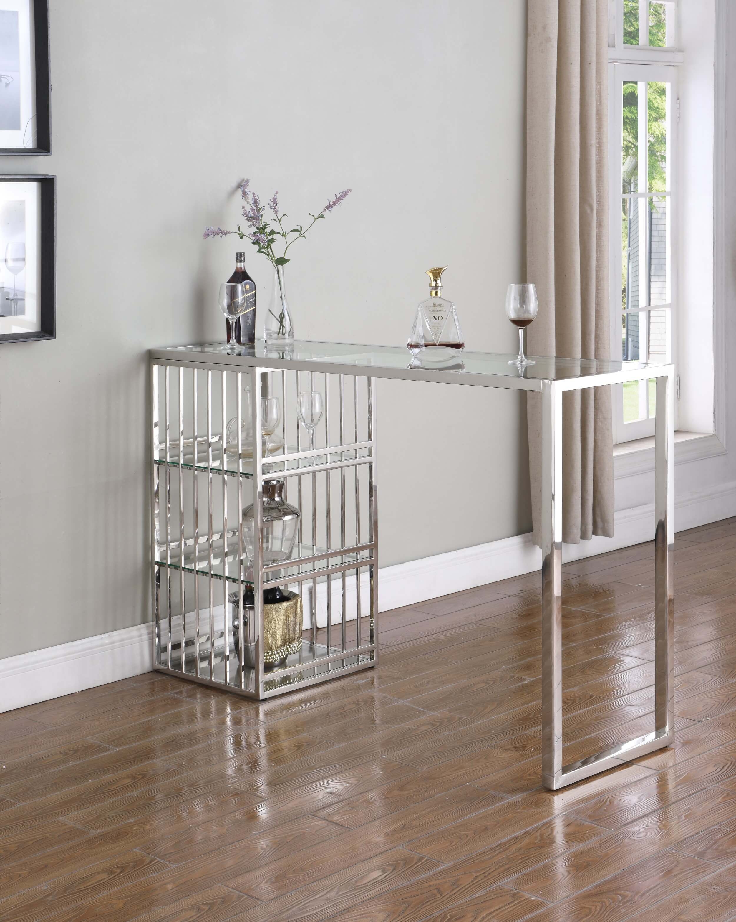 7400 Modern Stainless Steel & Glass Bar
